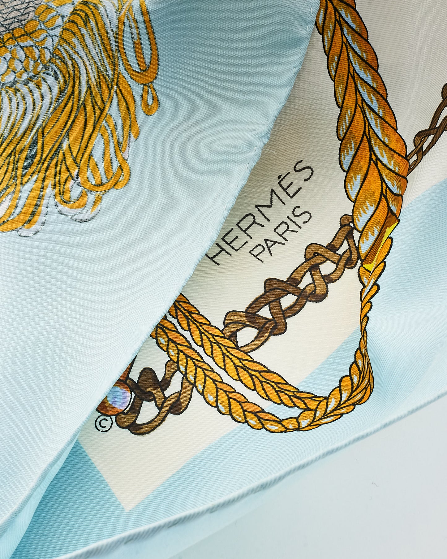 Hermès Turquoise Multi "Le Timbalier" Silk Scarf