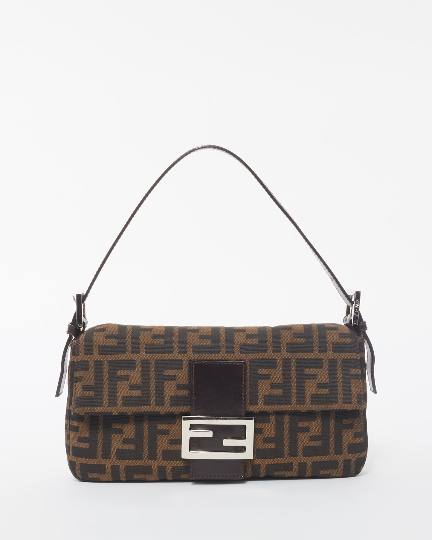 Fendi Brown Canvas Zucca Print Baguette Shoulder Bag