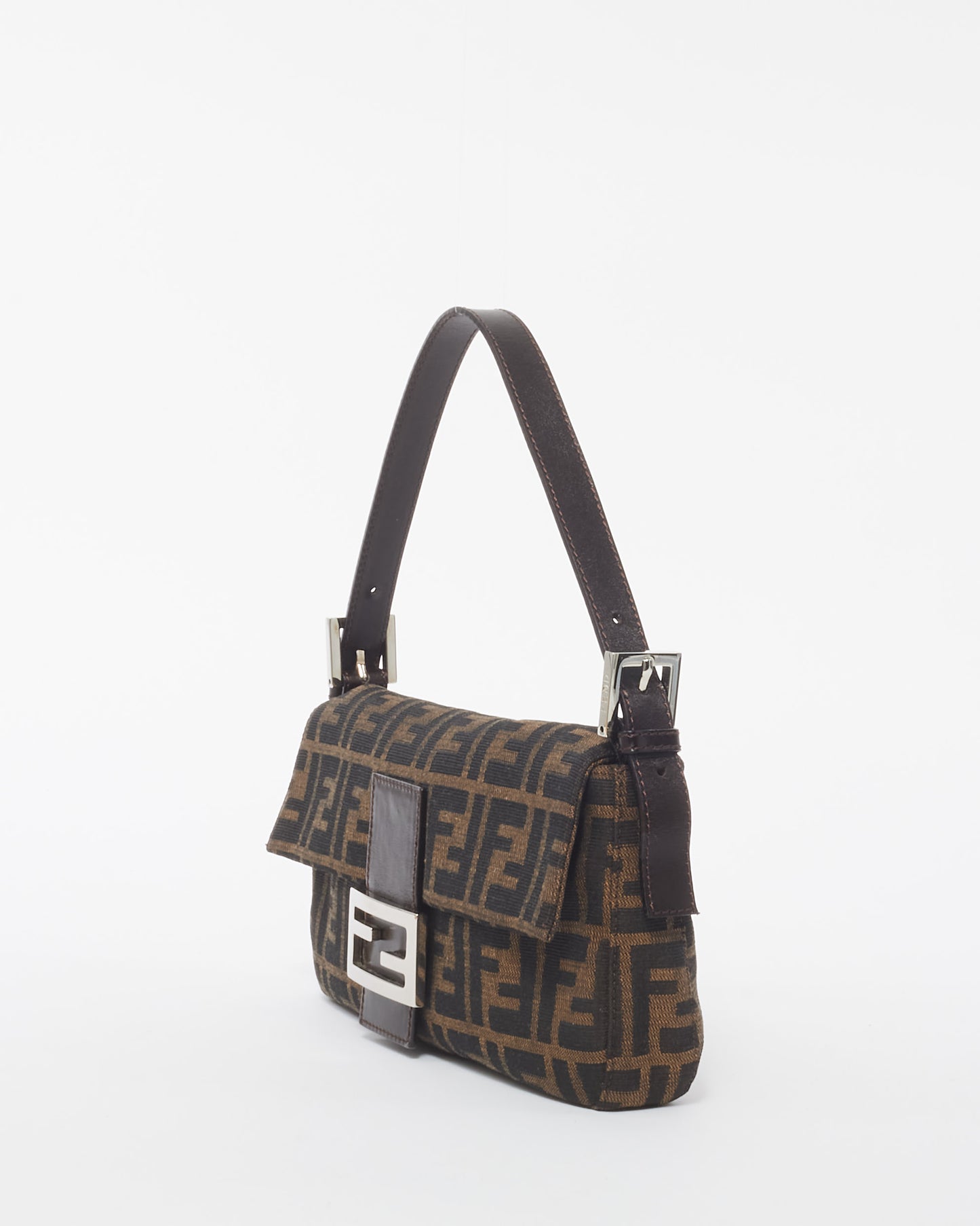 Fendi Brown Canvas Zucca Print Baguette Shoulder Bag