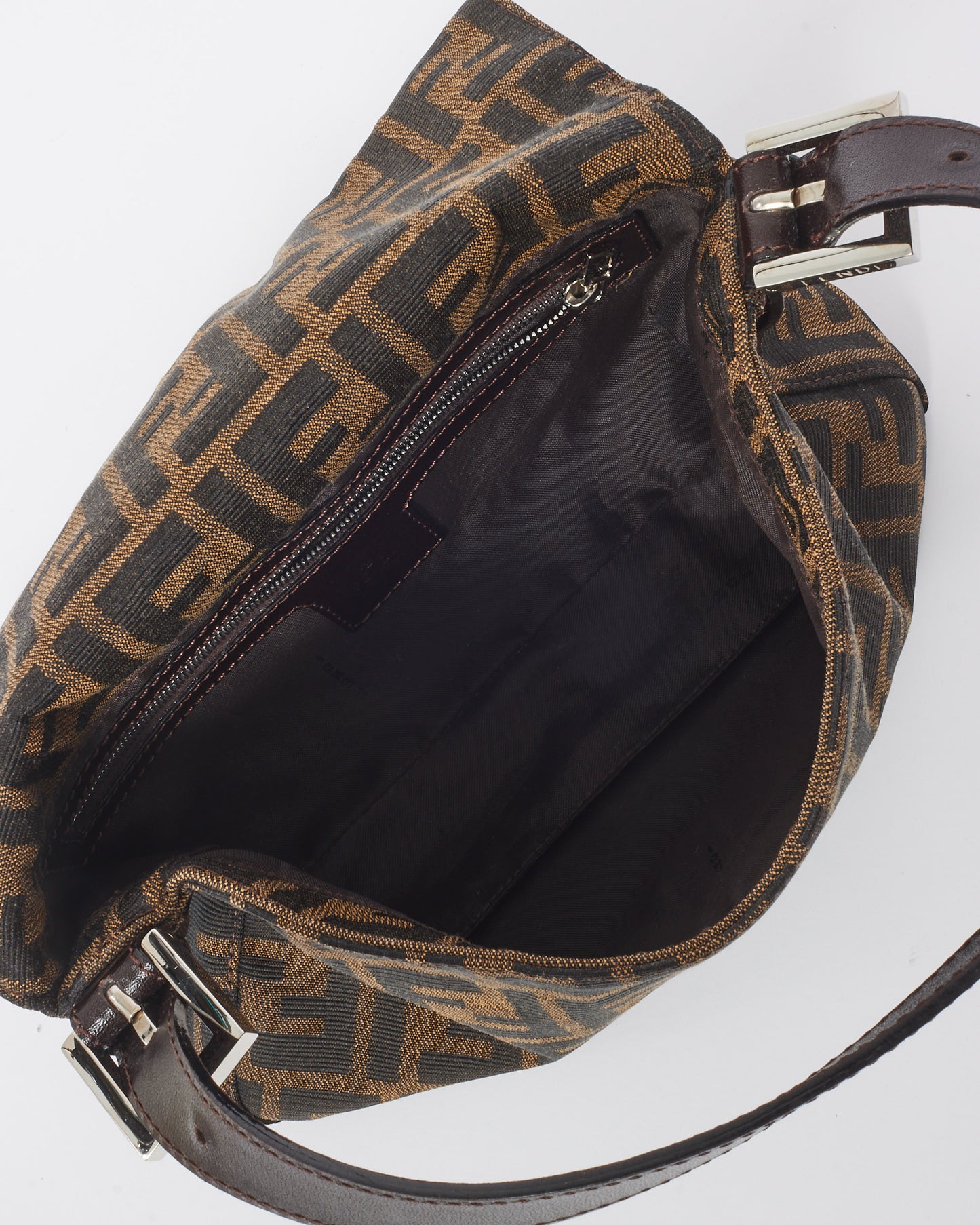 Fendi Brown Canvas Zucca Print Baguette Shoulder Bag