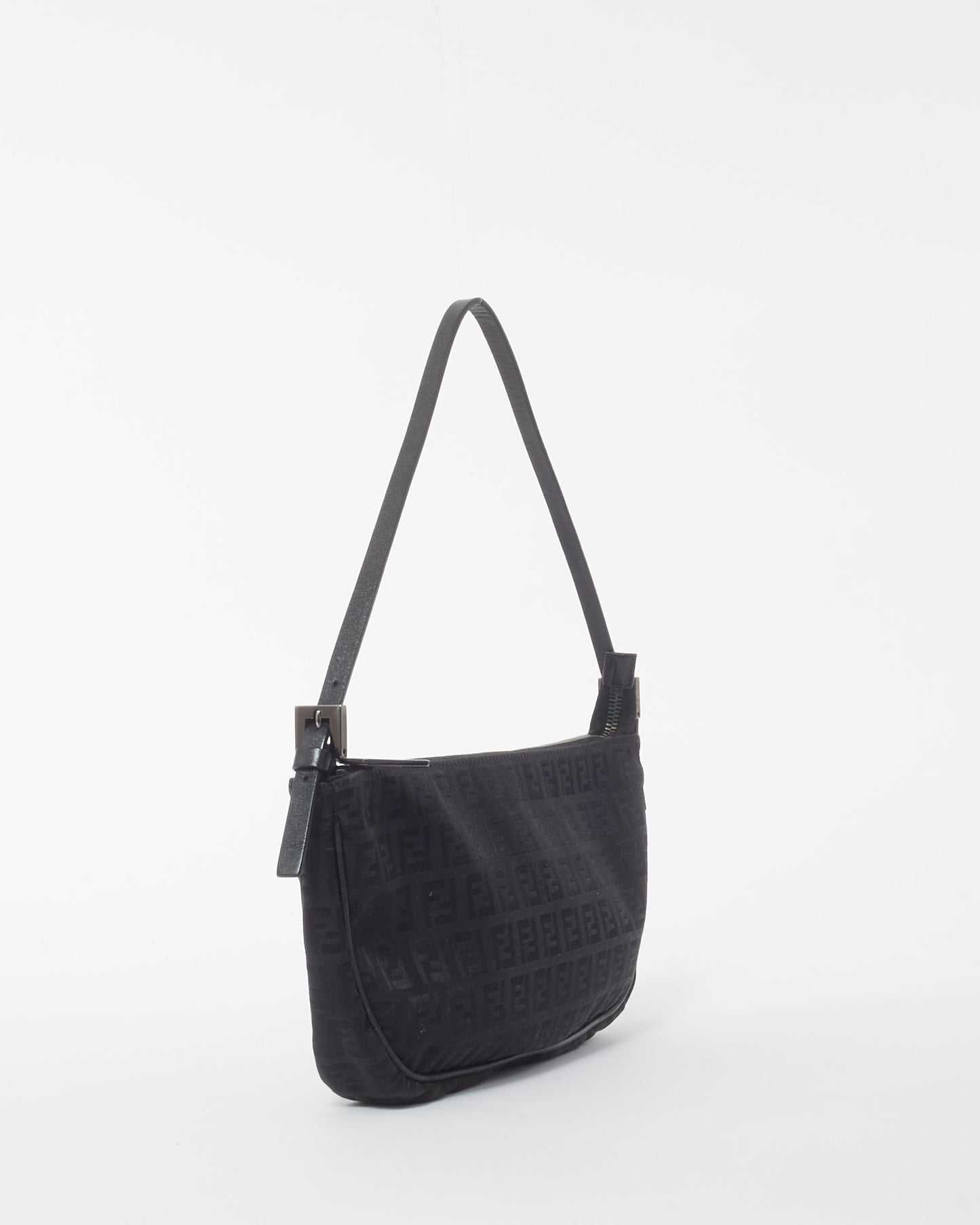 Fendi Black Monogram Zucchino Canvas Shoulder Bag