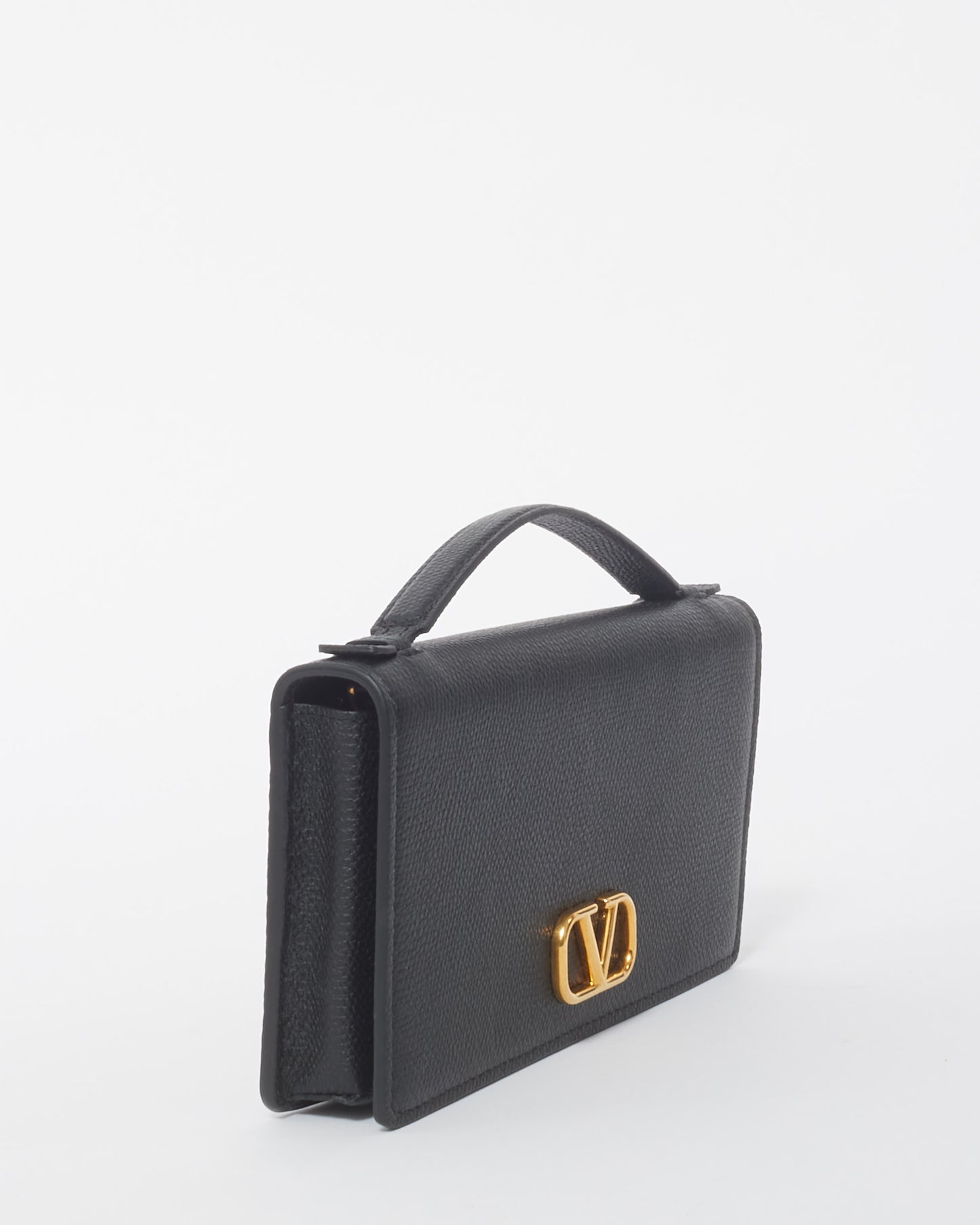 Valentino Black Leather VLogo Signature Wallet-On-Chain