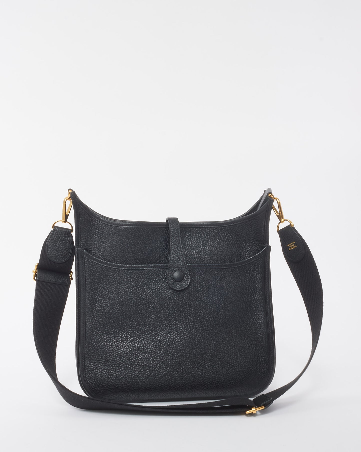 Hermès Black Clémence Leather Evelyne III PM Gold Hardware Bag