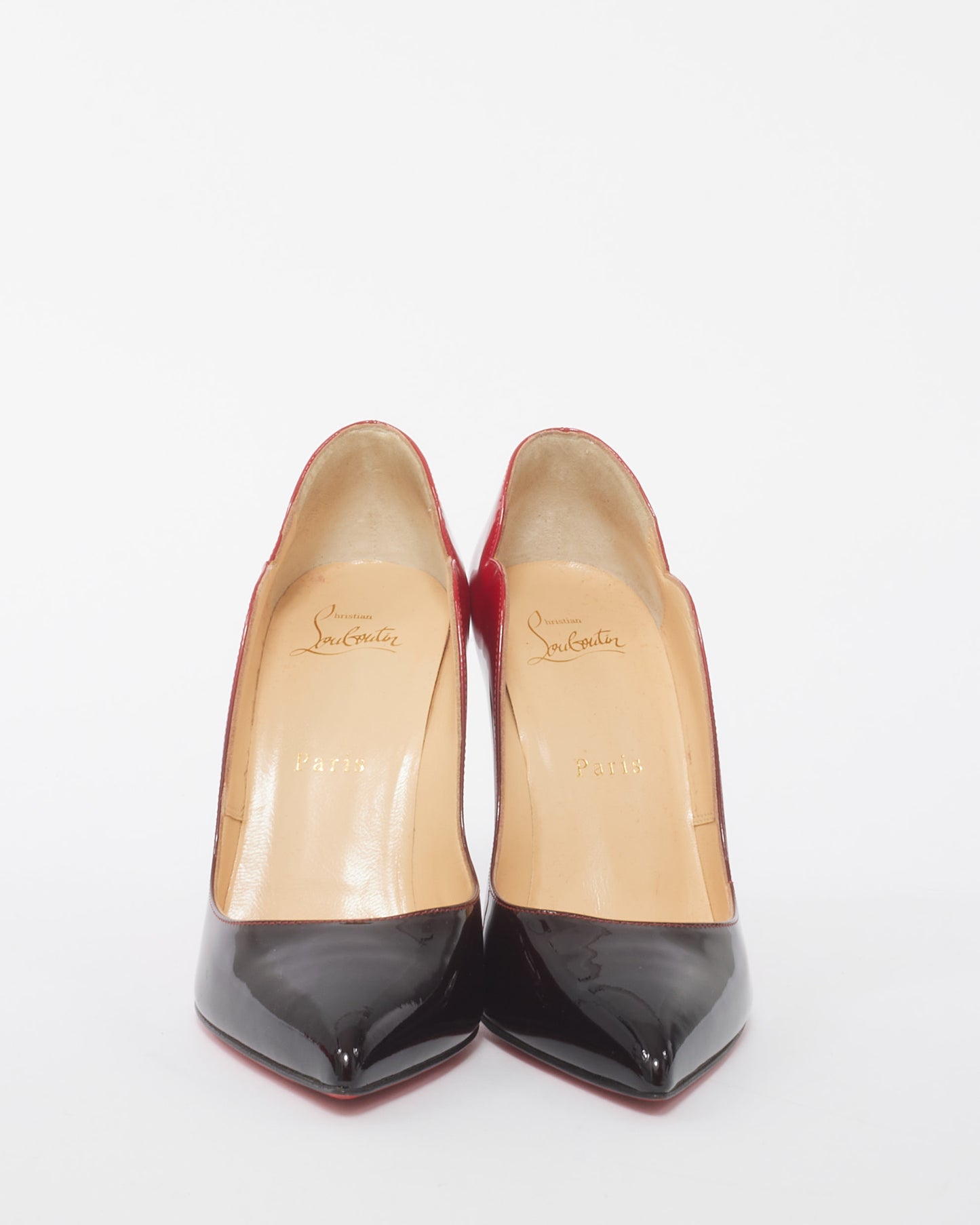 Christian Louboutin Black and Red Patent Leather Hot Chick 120mm Pumps - 37