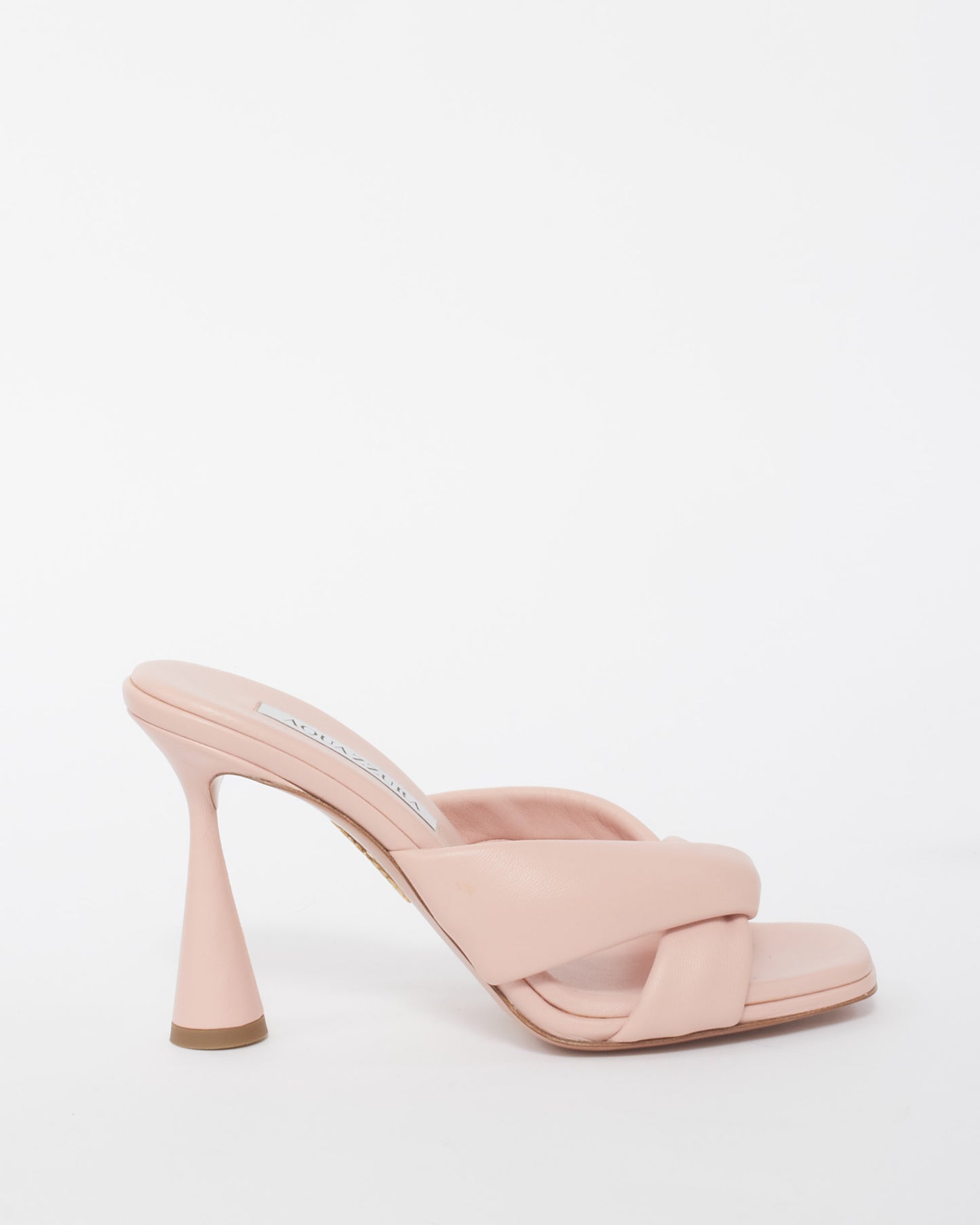 Aquazzura Pink Leather Amore 95 Mule Heels - 37.5