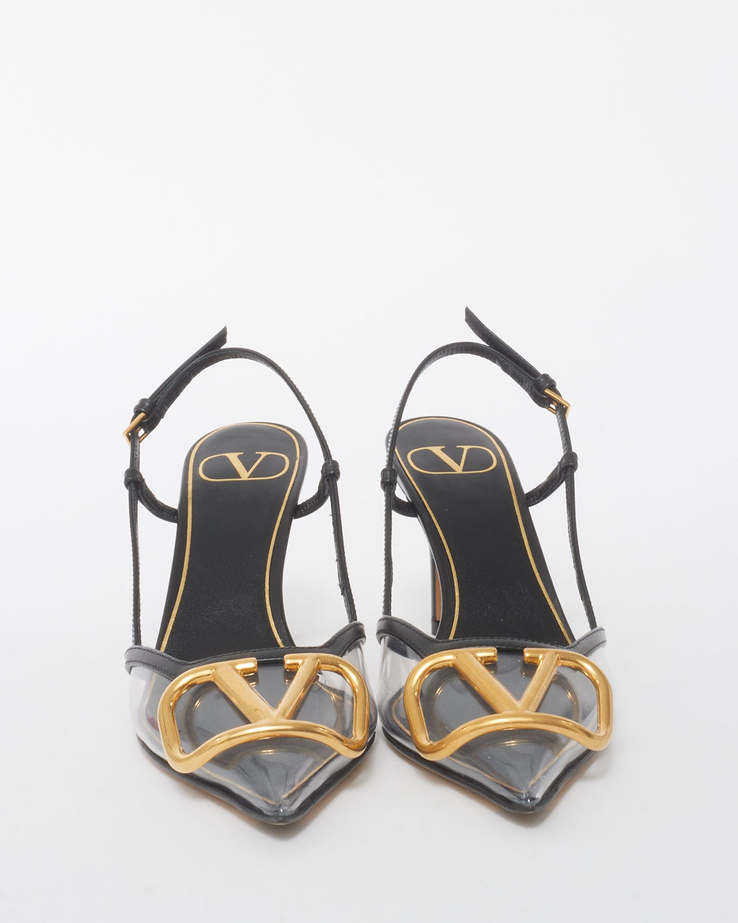 Valentino Black PVC and Leather VLOGO Slingback Pumps - 35