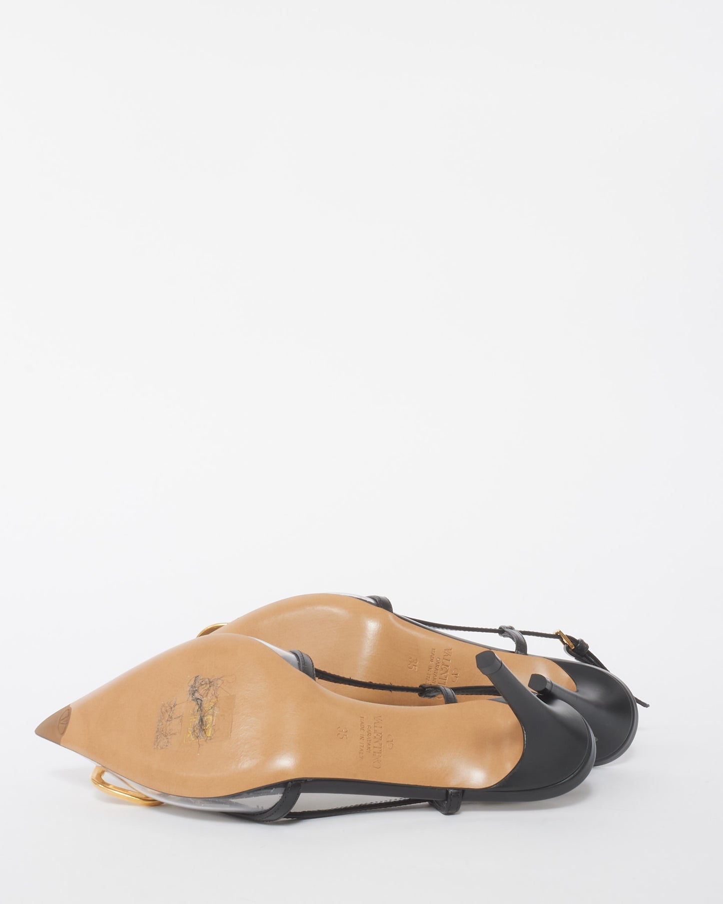 Valentino Black PVC and Leather VLOGO Slingback Pumps - 35