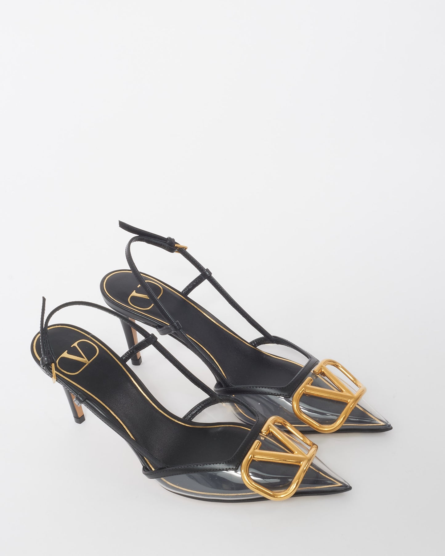 Valentino Black PVC and Leather VLOGO Slingback Pumps - 35