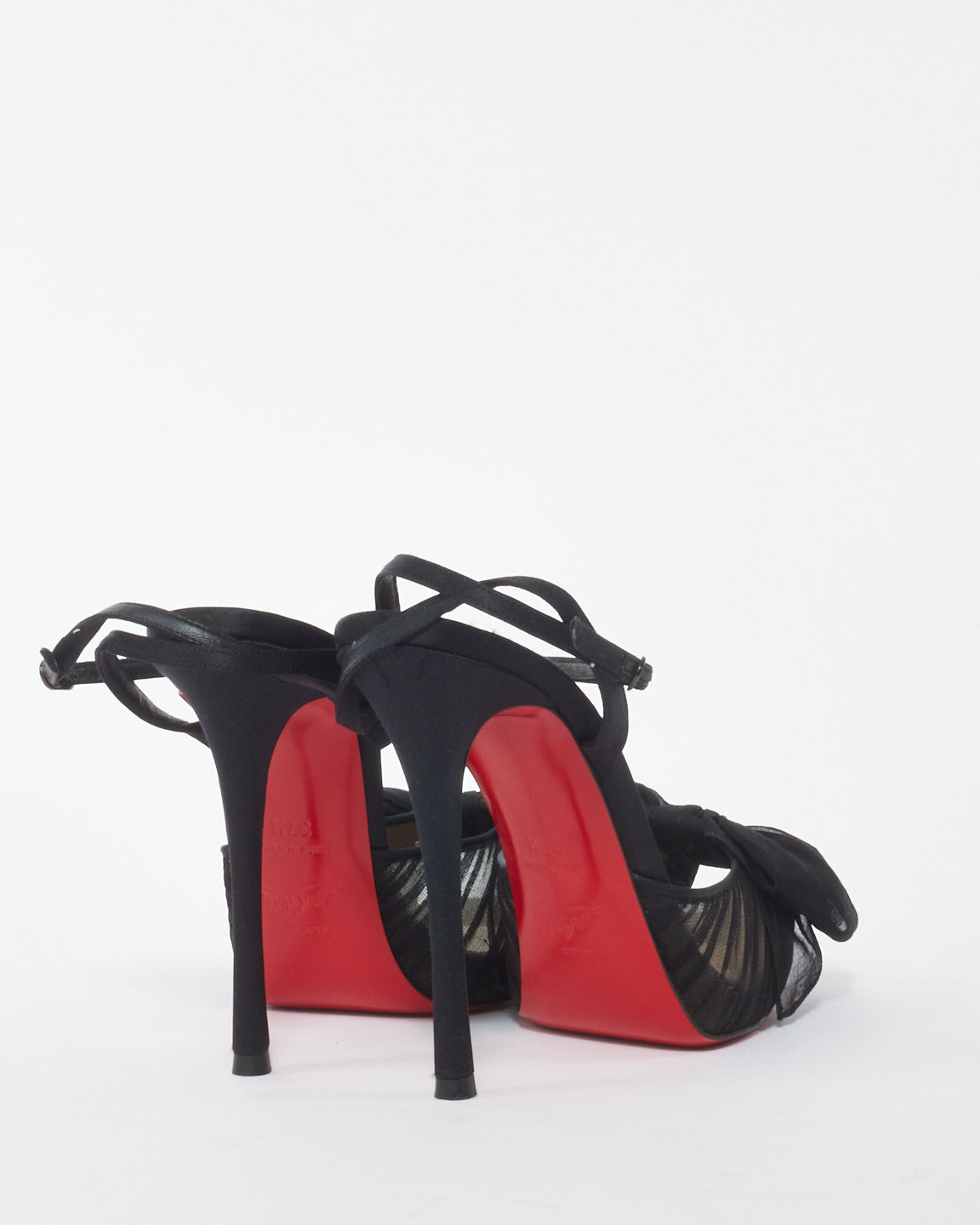 Christian Louboutin Black Crepe Satin Ruched Artydiva 120mm Platform Sandals - 37.5