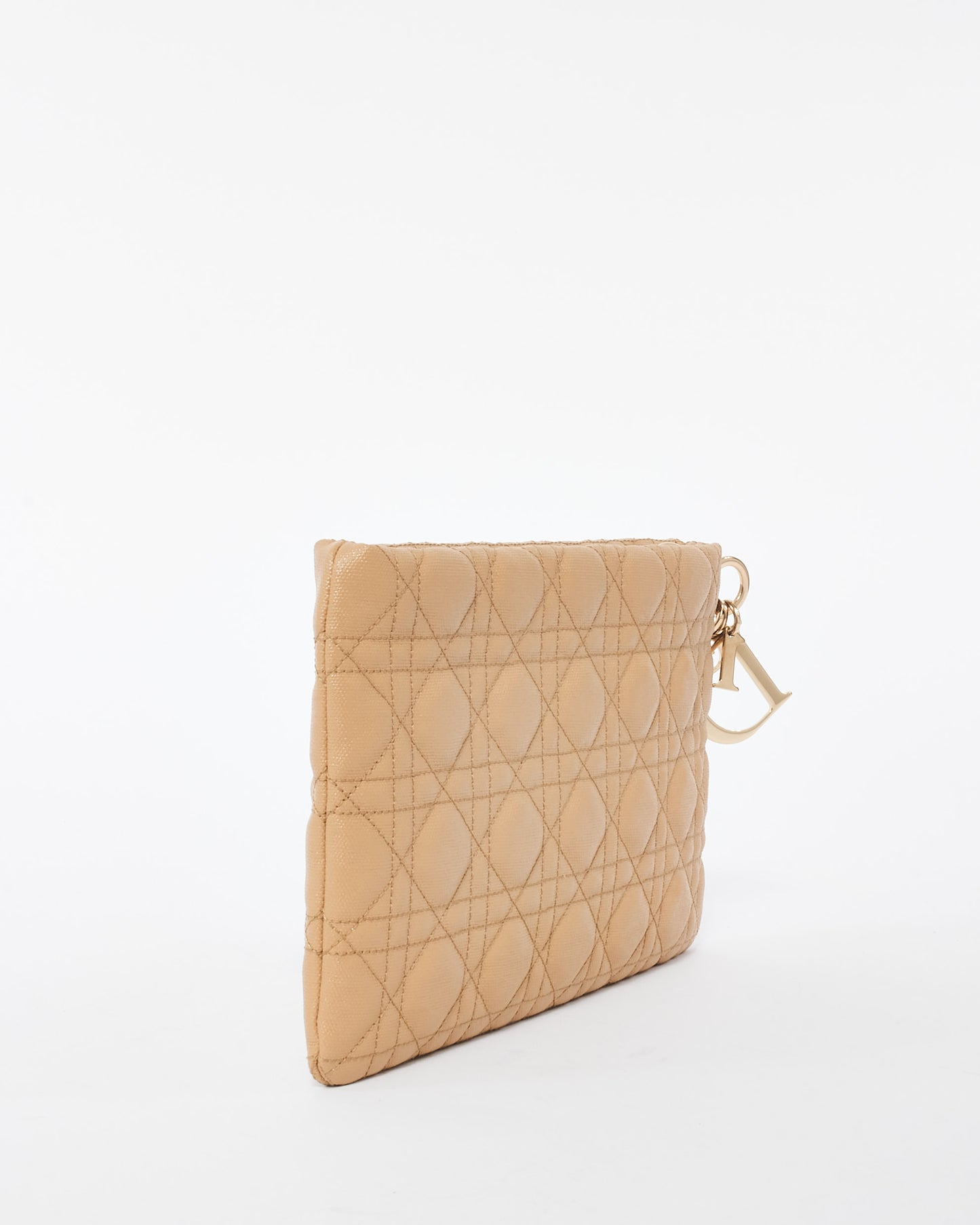 Dior Beige Quilted Coated Canvas Panarea Clutch Bag