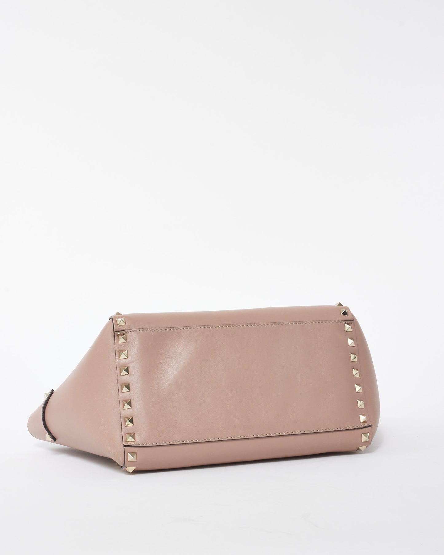 Valentino Taupe Leather Small Rockstud Tote