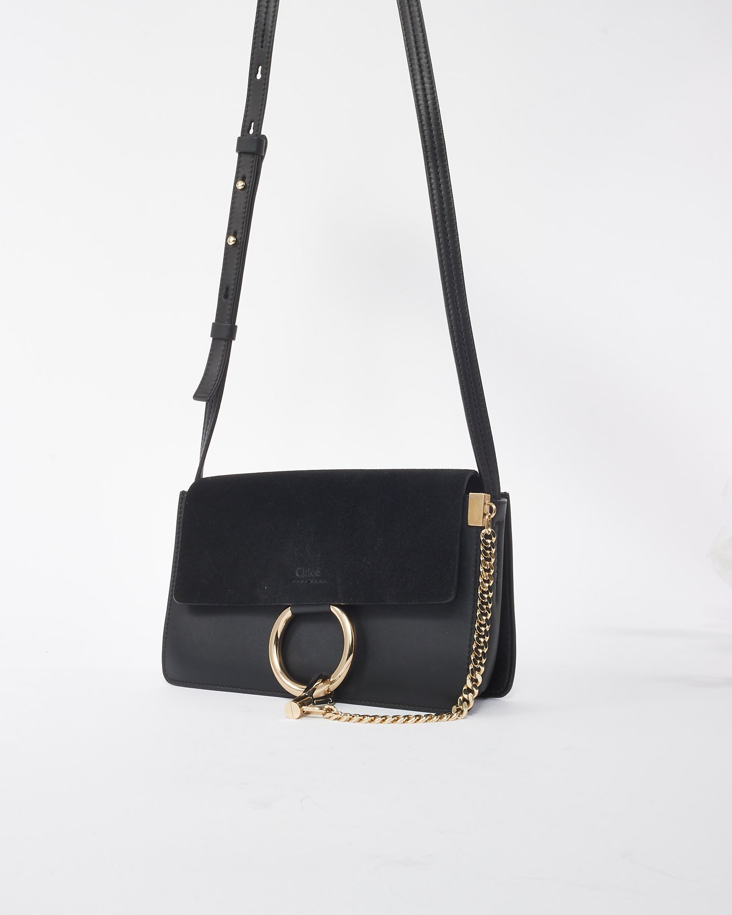 Chloé Black Suede 
Leather Faye Crossbody Bag