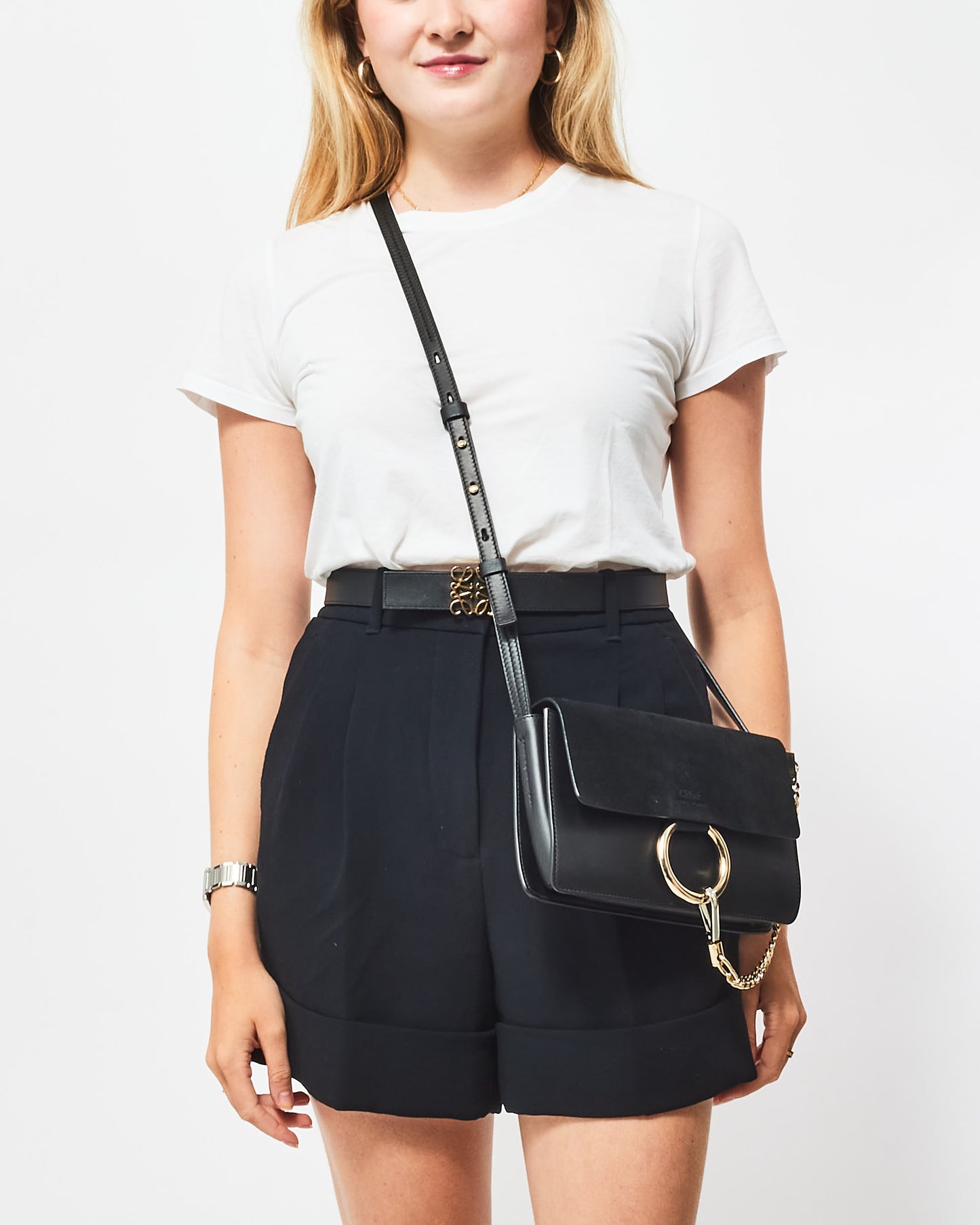 Chloé Black Suede 
Leather Faye Crossbody Bag