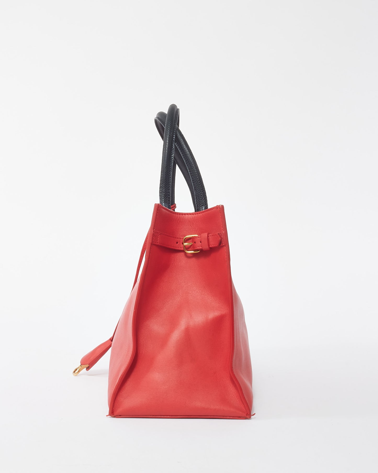 Balenciaga Red Leather Padlock Nude Work S Top Handle Bag