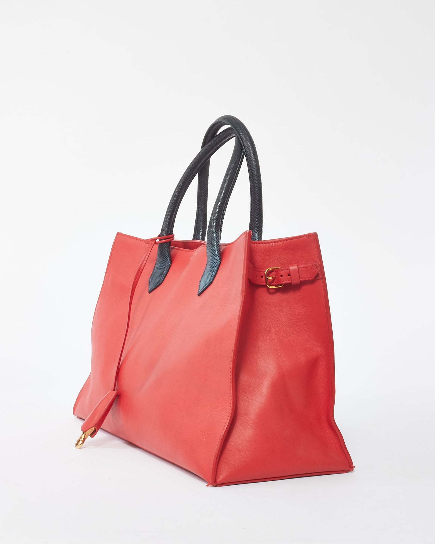 Balenciaga Red Leather Padlock Nude Work S Top Handle Bag