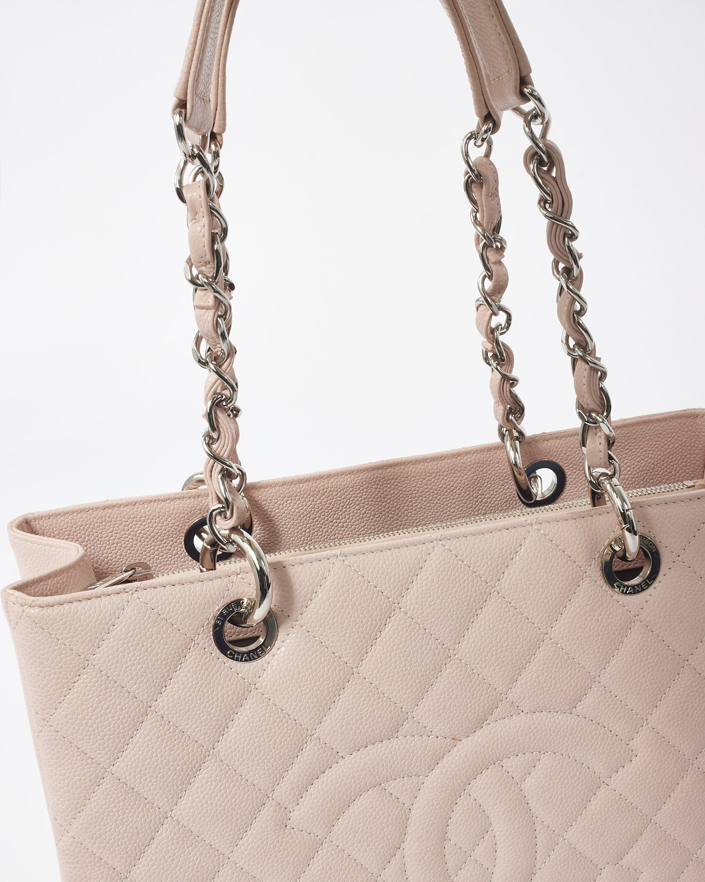 Chanel Pink Caviar Quilted GST Shopping Tote Bag