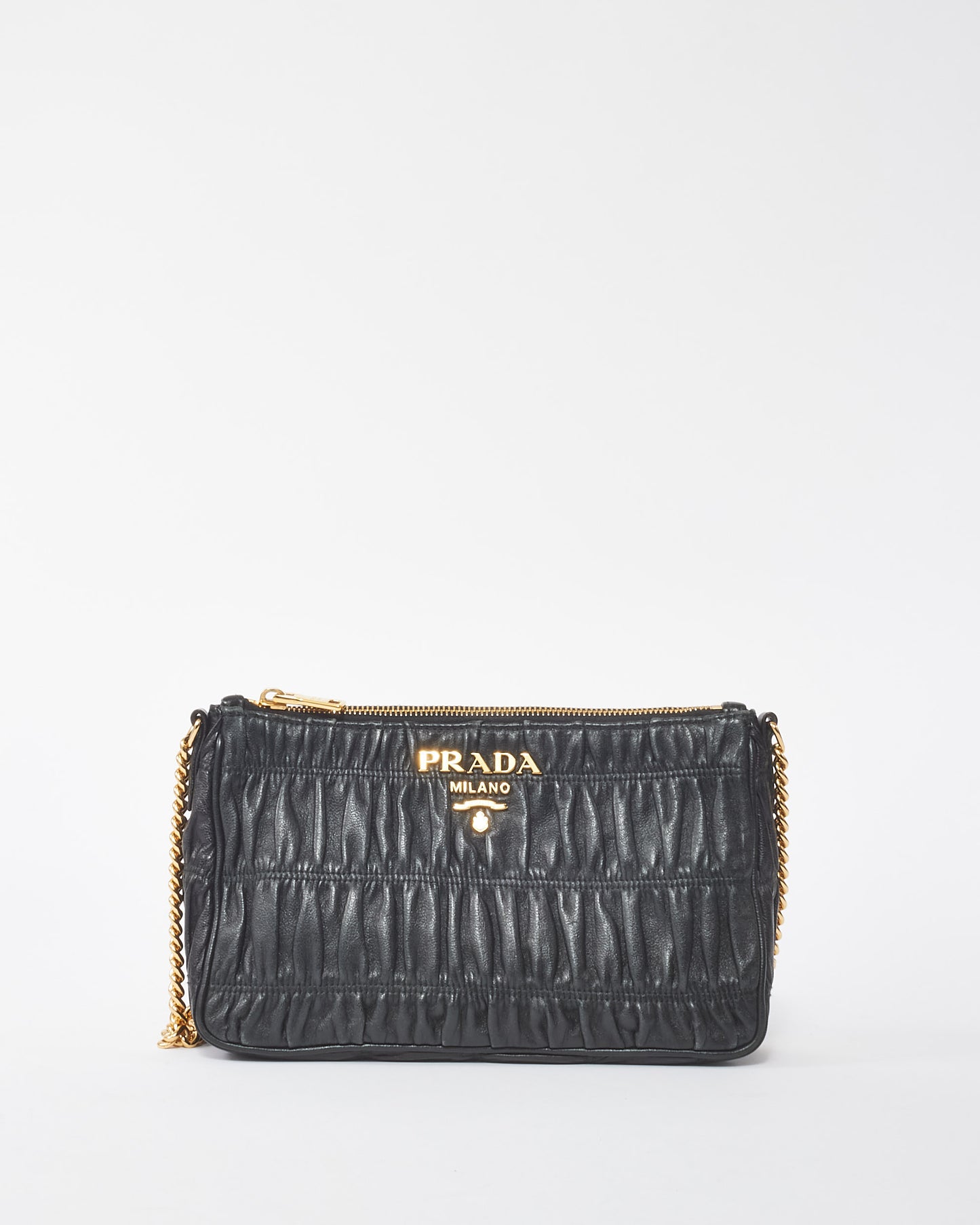 Prada Black Nappa Leather Gaufre Crossbody Bag