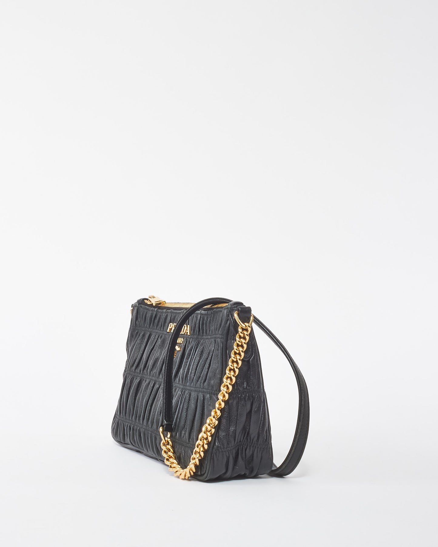 Prada Black Nappa Leather Gaufre Crossbody Bag