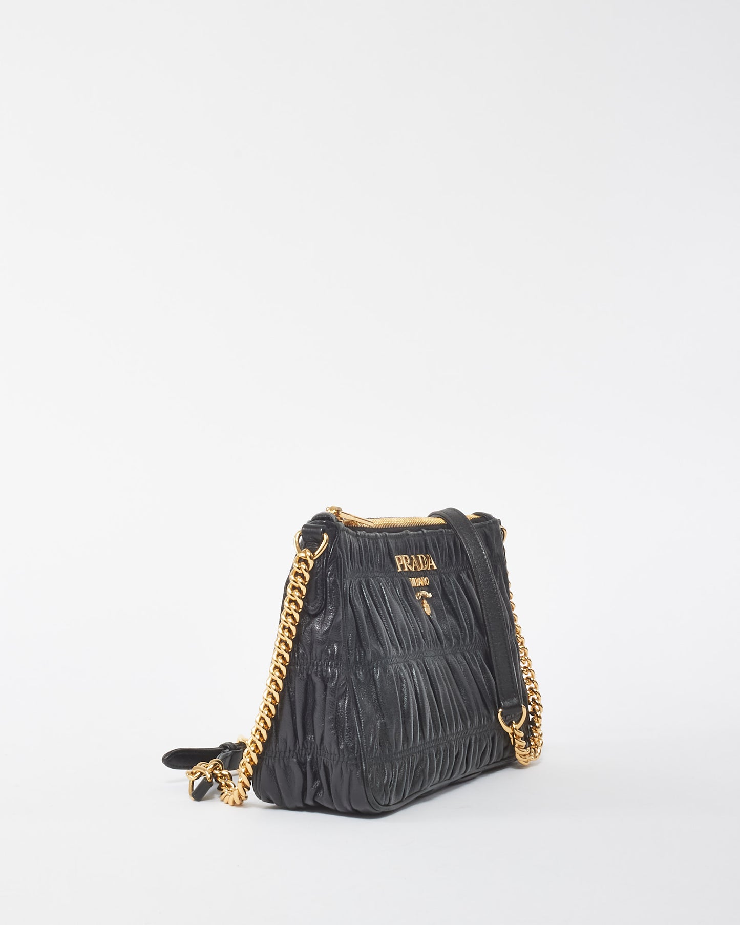 Prada Black Nappa Leather Gaufre Crossbody Bag