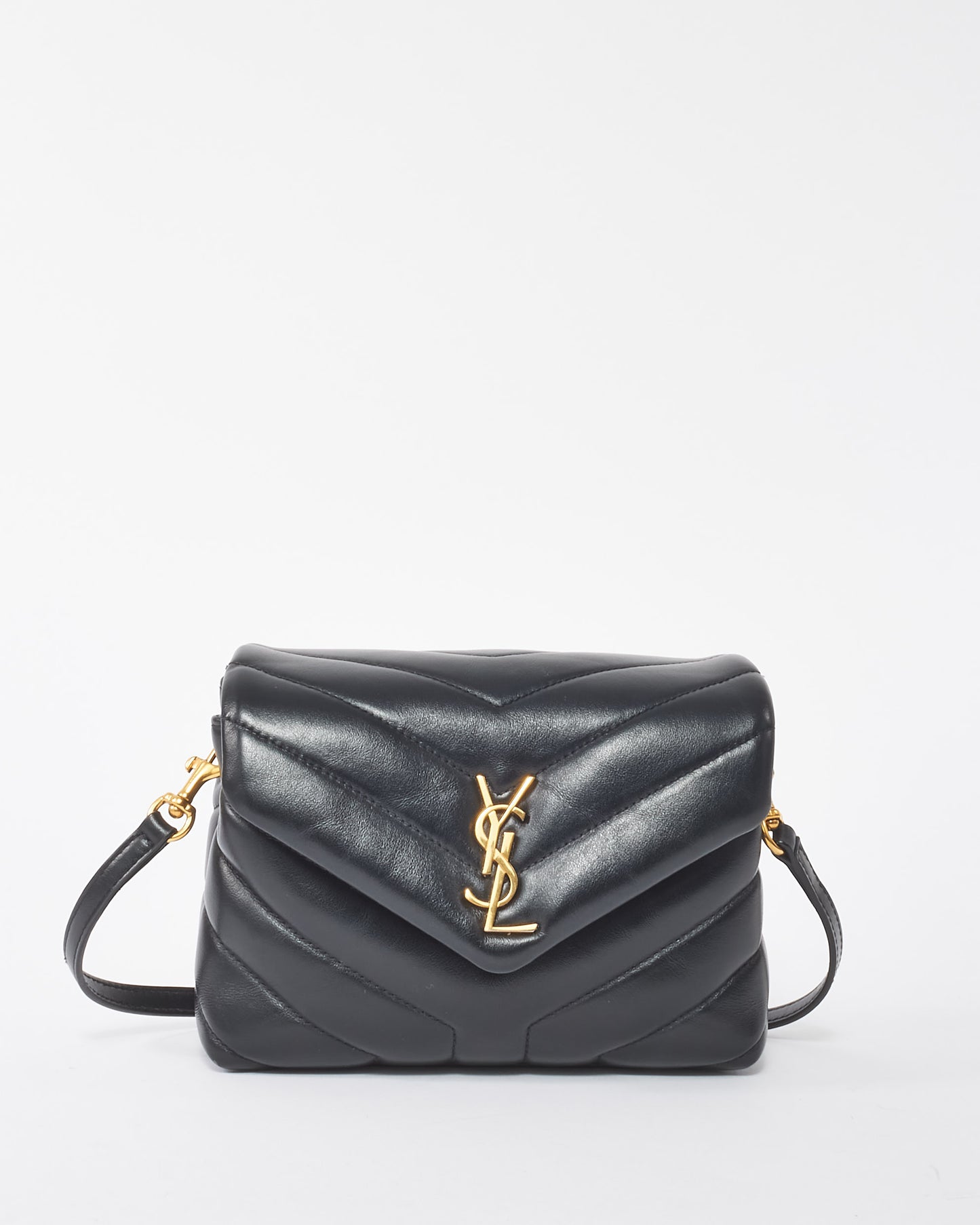 Saint Laurent Black Leather Toy LouLou Crossbody Bag GHW