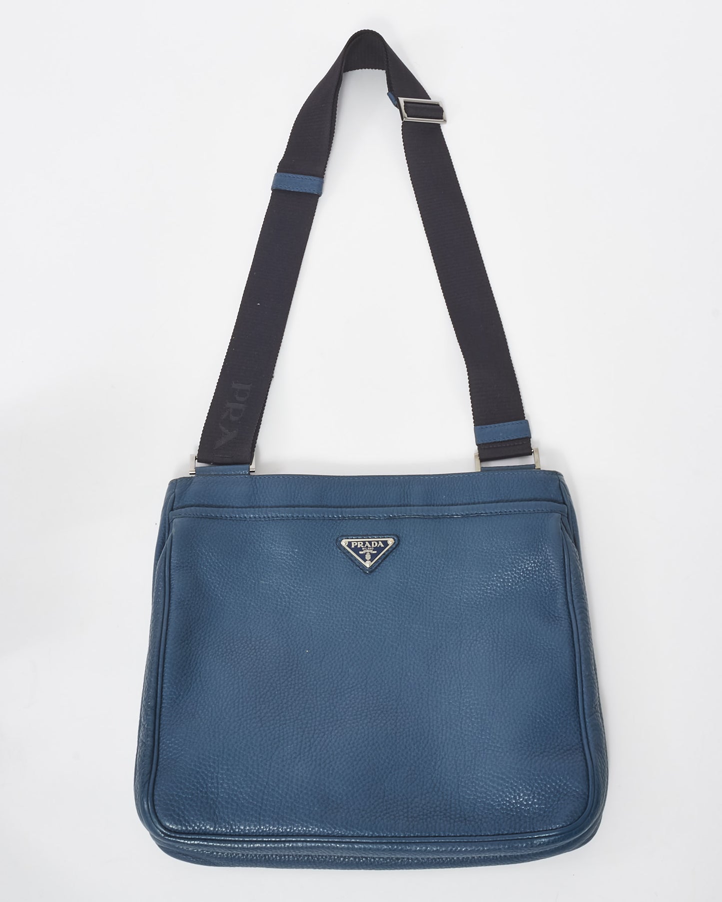 Prada Blue Leather Messenger Bag