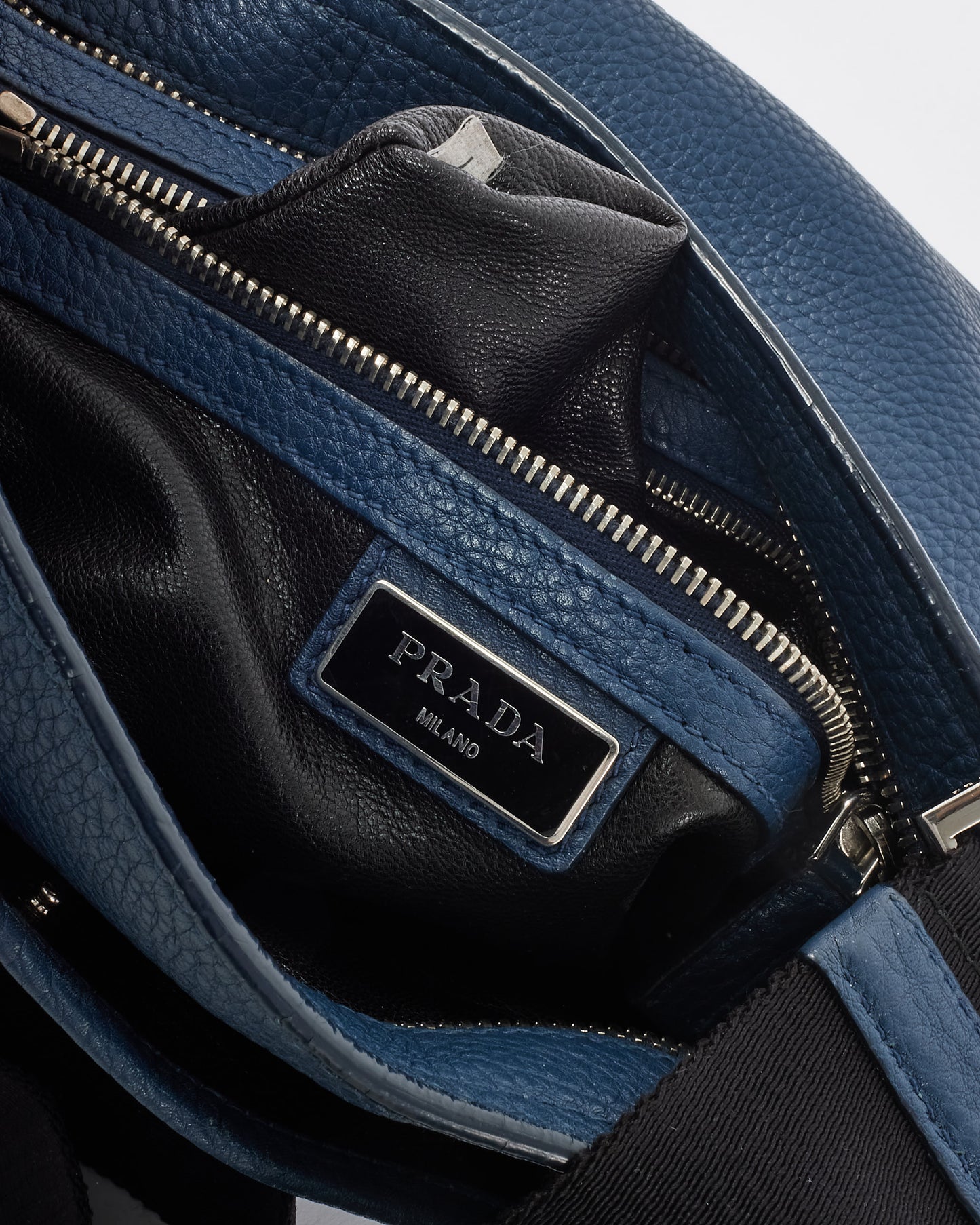 Prada Blue Leather Messenger Bag