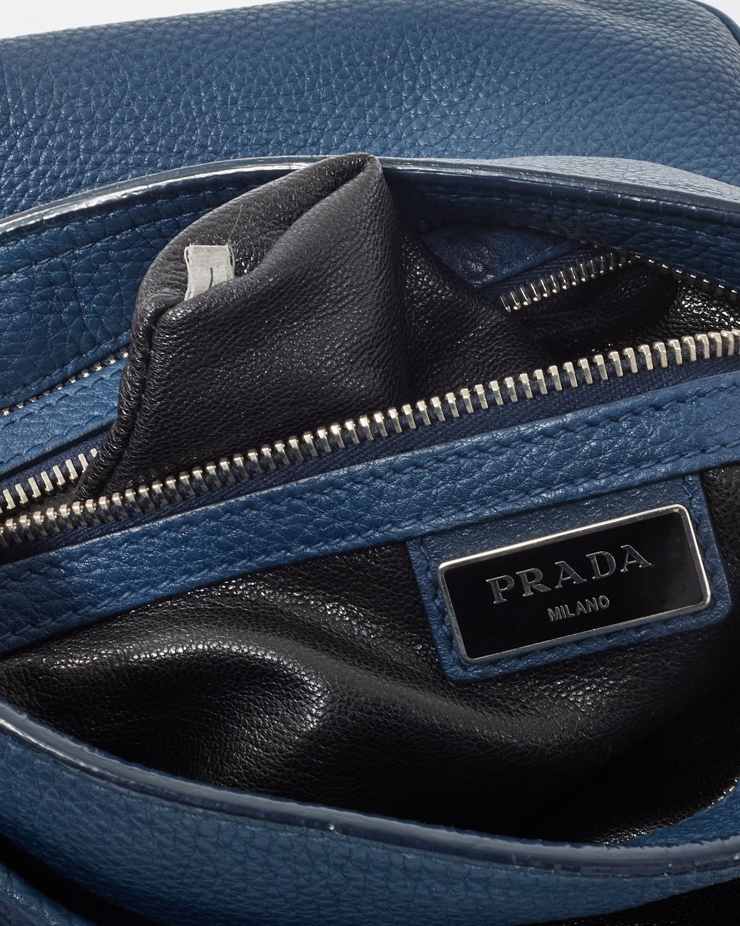 Prada Blue Leather Messenger Bag