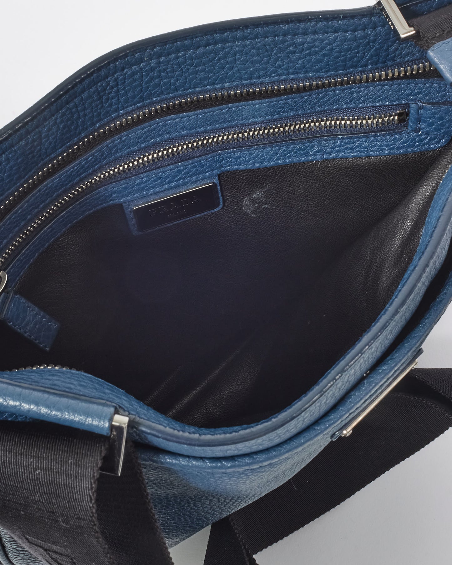 Prada Blue Leather Messenger Bag