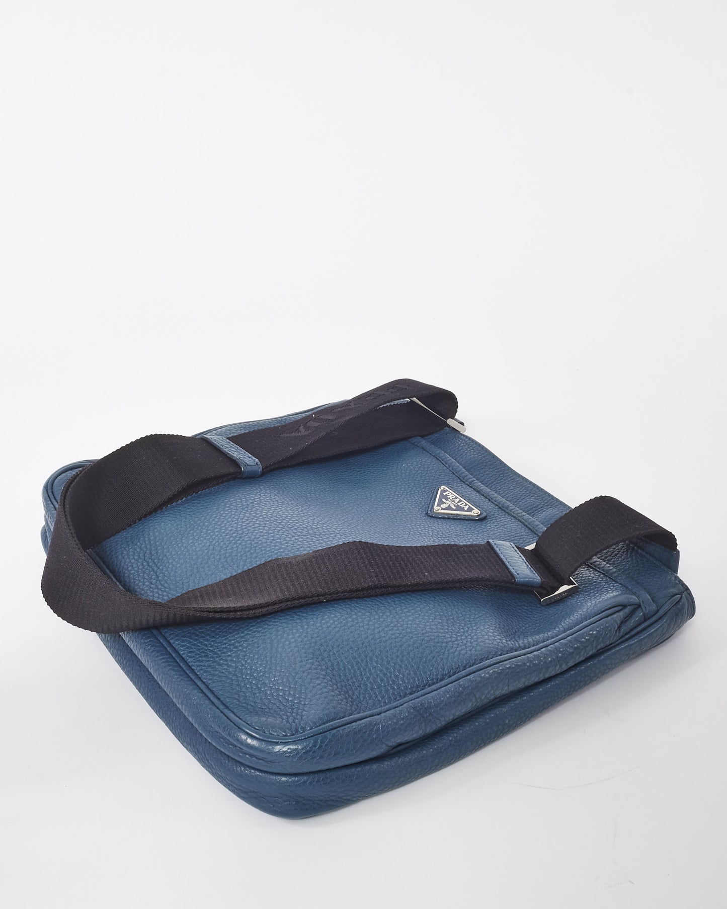 Prada Blue Leather Messenger Bag