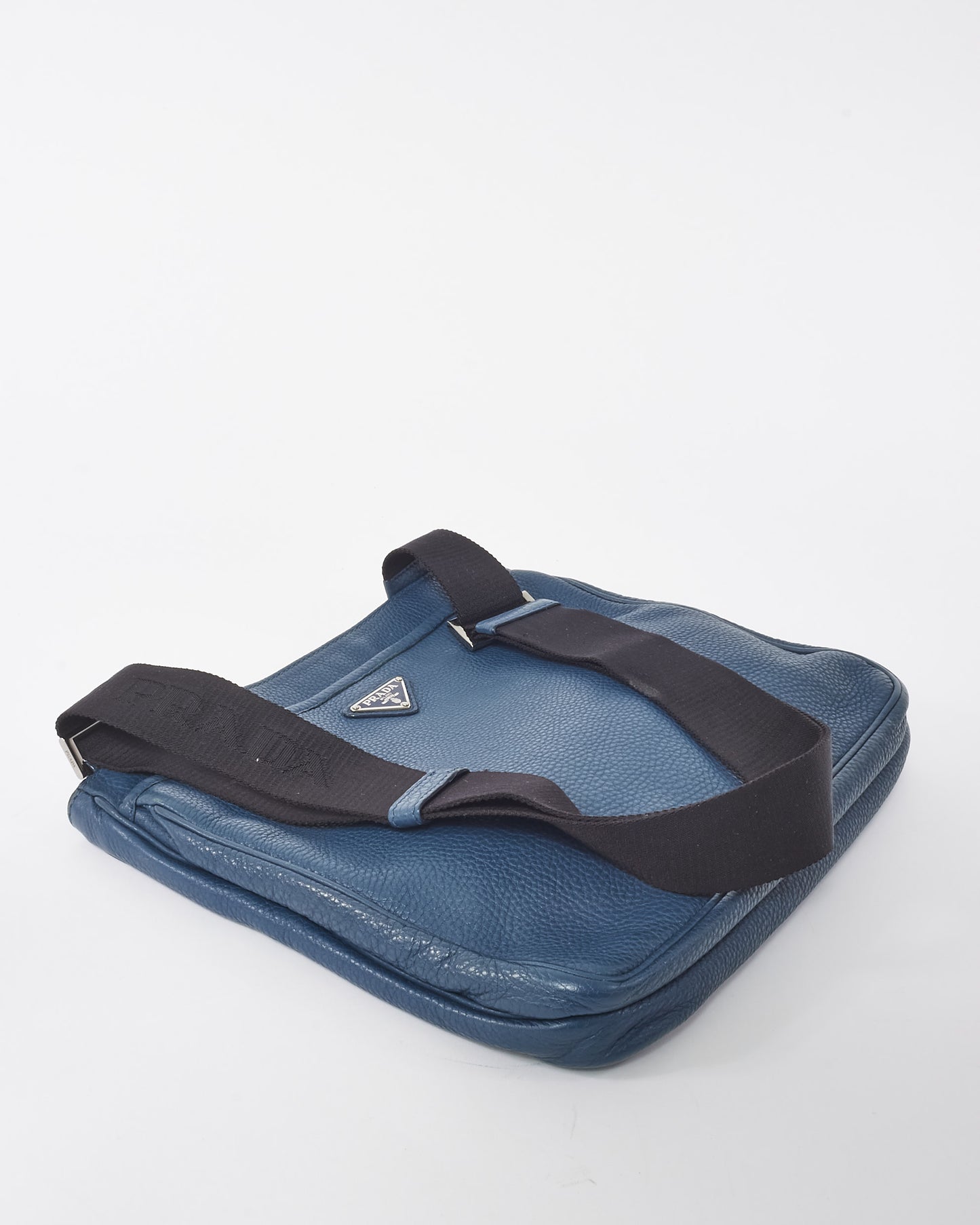 Prada Blue Leather Messenger Bag