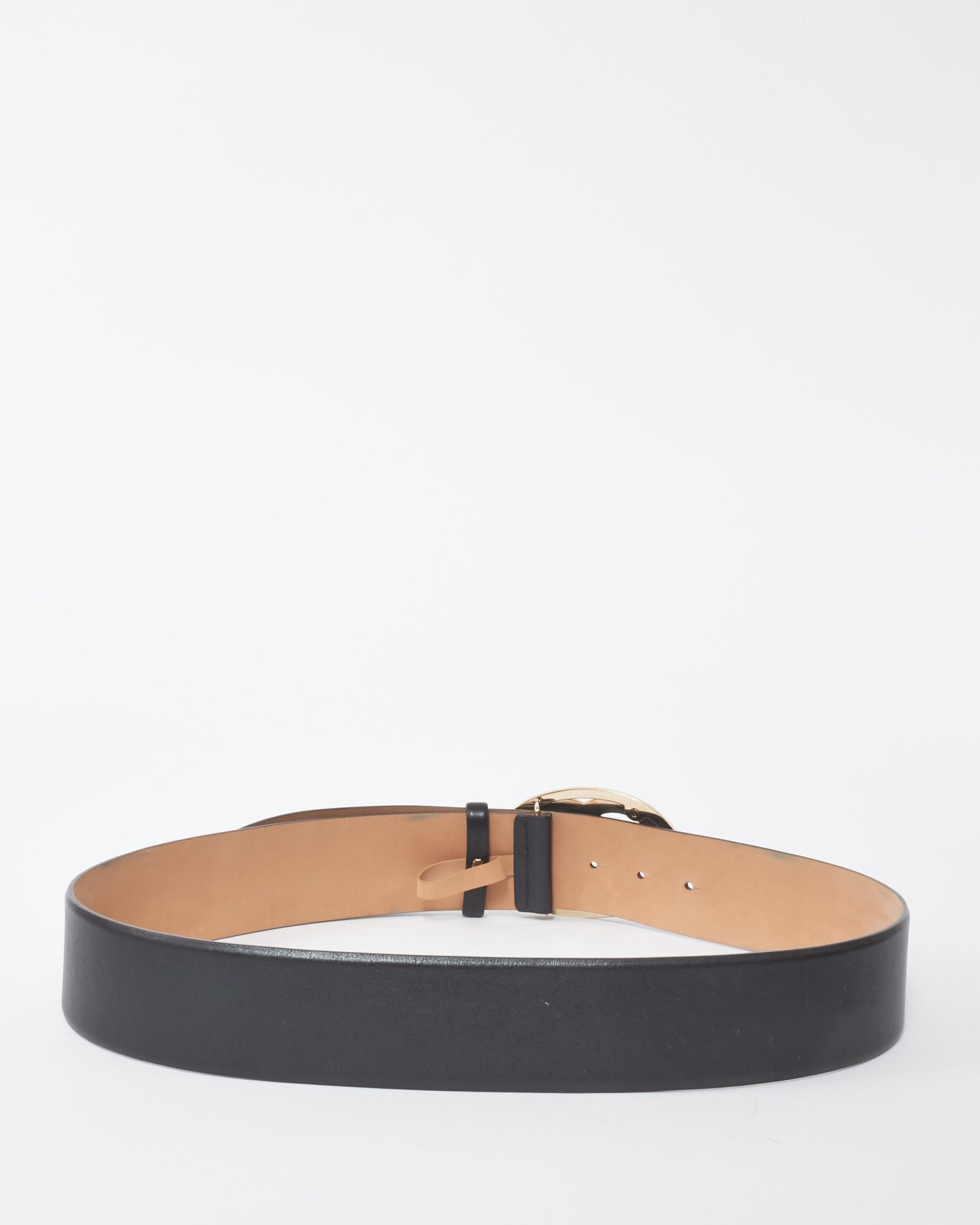 Chanel Black Leather 2000 Interlocking CC Logo Belt - 95