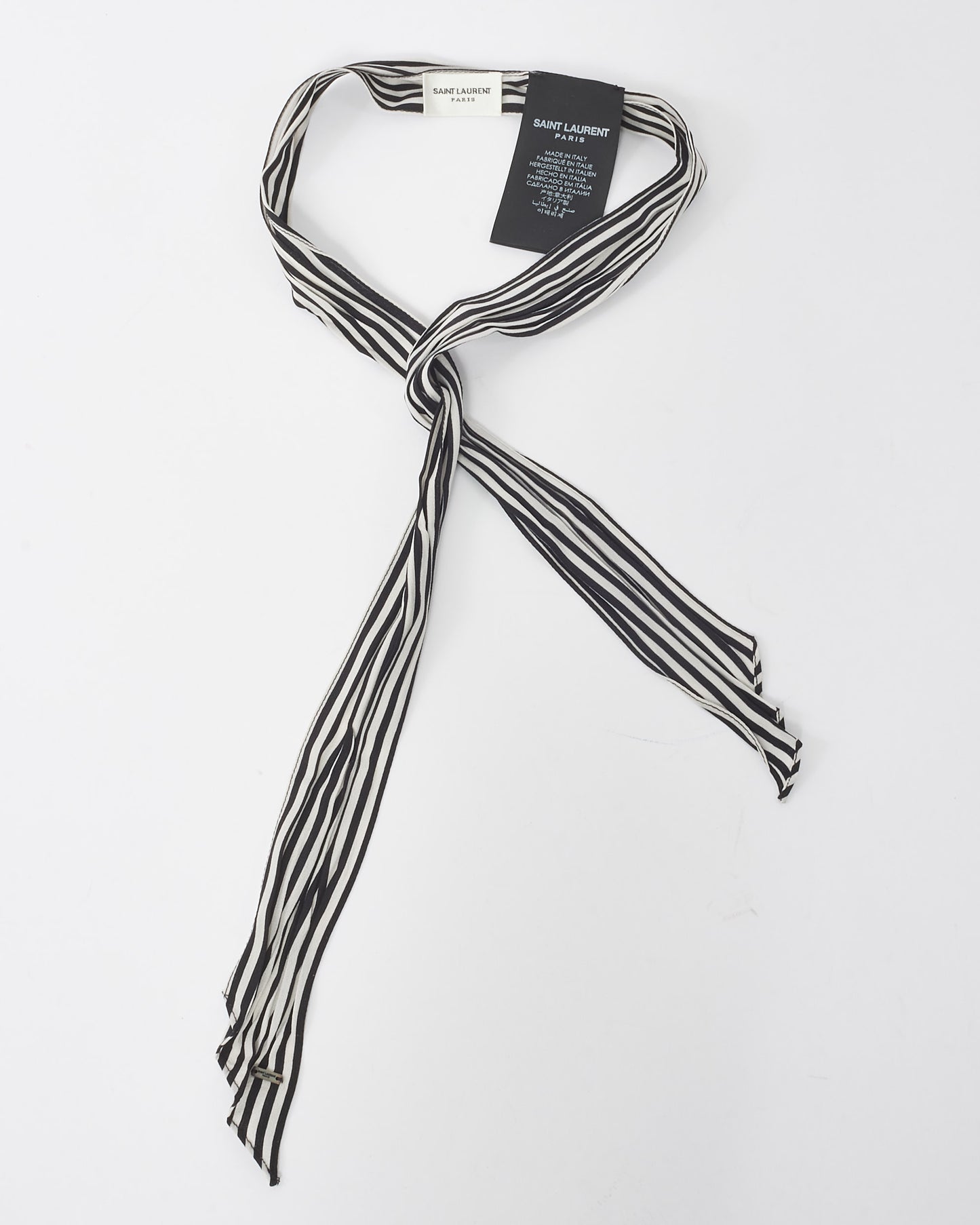 Saint Laurent Black and White Silk Scarf