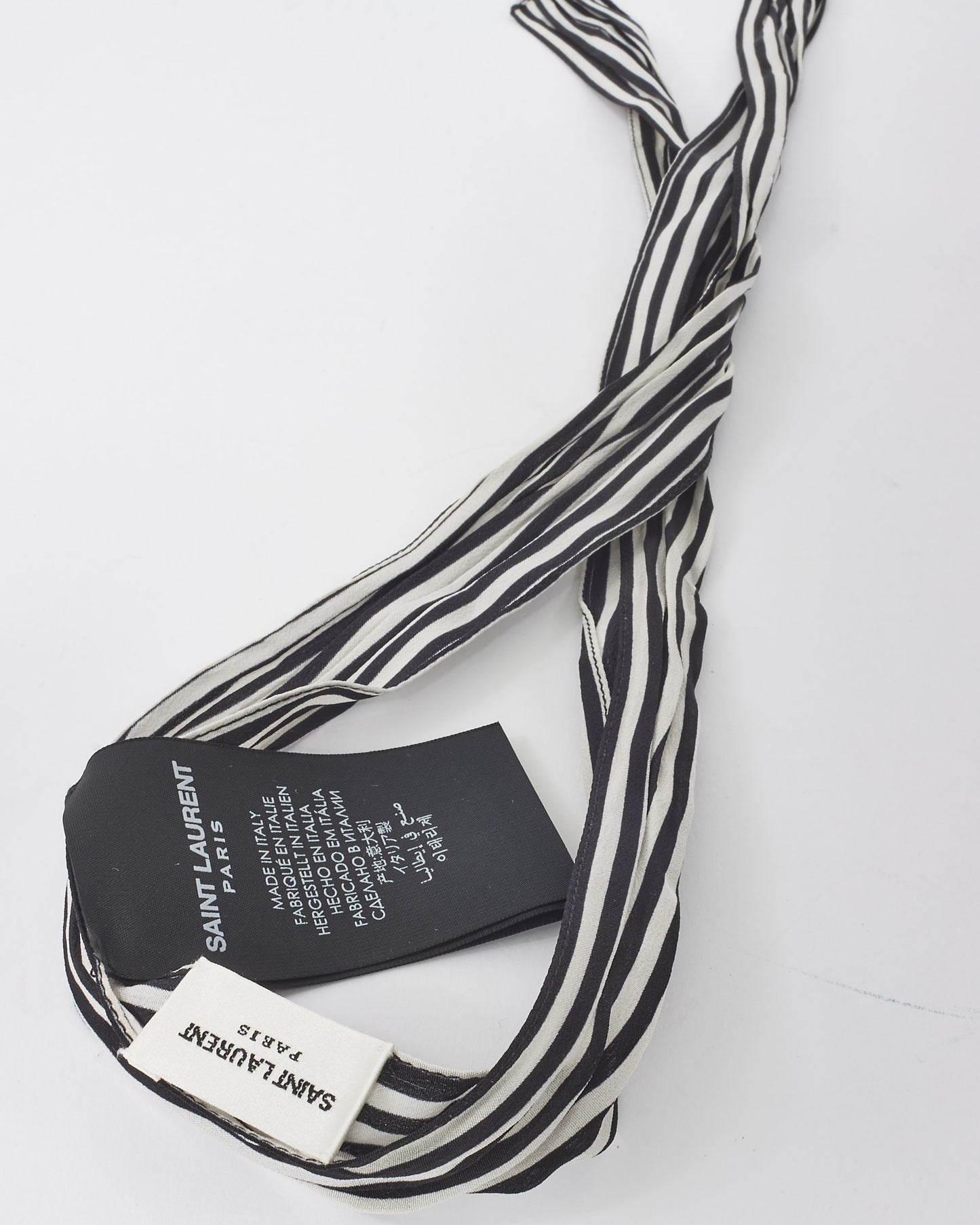 Saint Laurent Black and White Silk Scarf