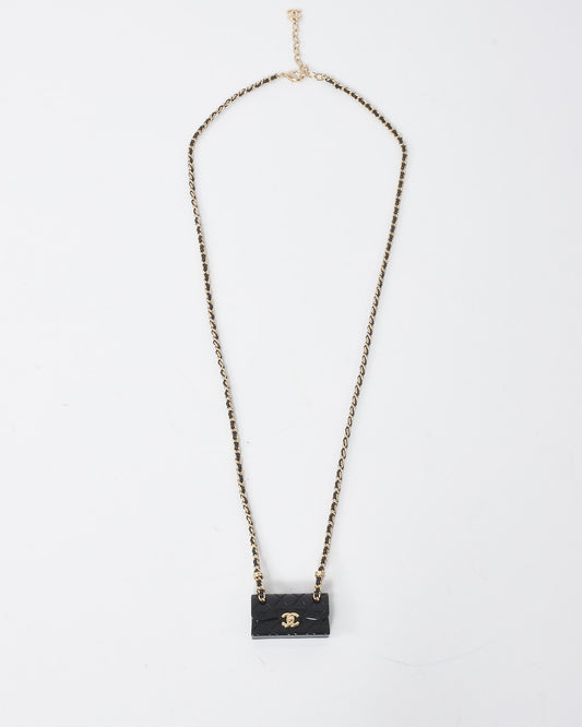 Chanel Black and Gold 2023 CC Turnlock Chain Bag Necklace