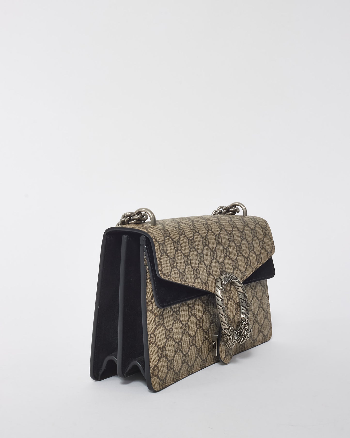 Gucci Black Velvet and GG Supreme Coated Canvas Small Dionysus Shoulder Bag