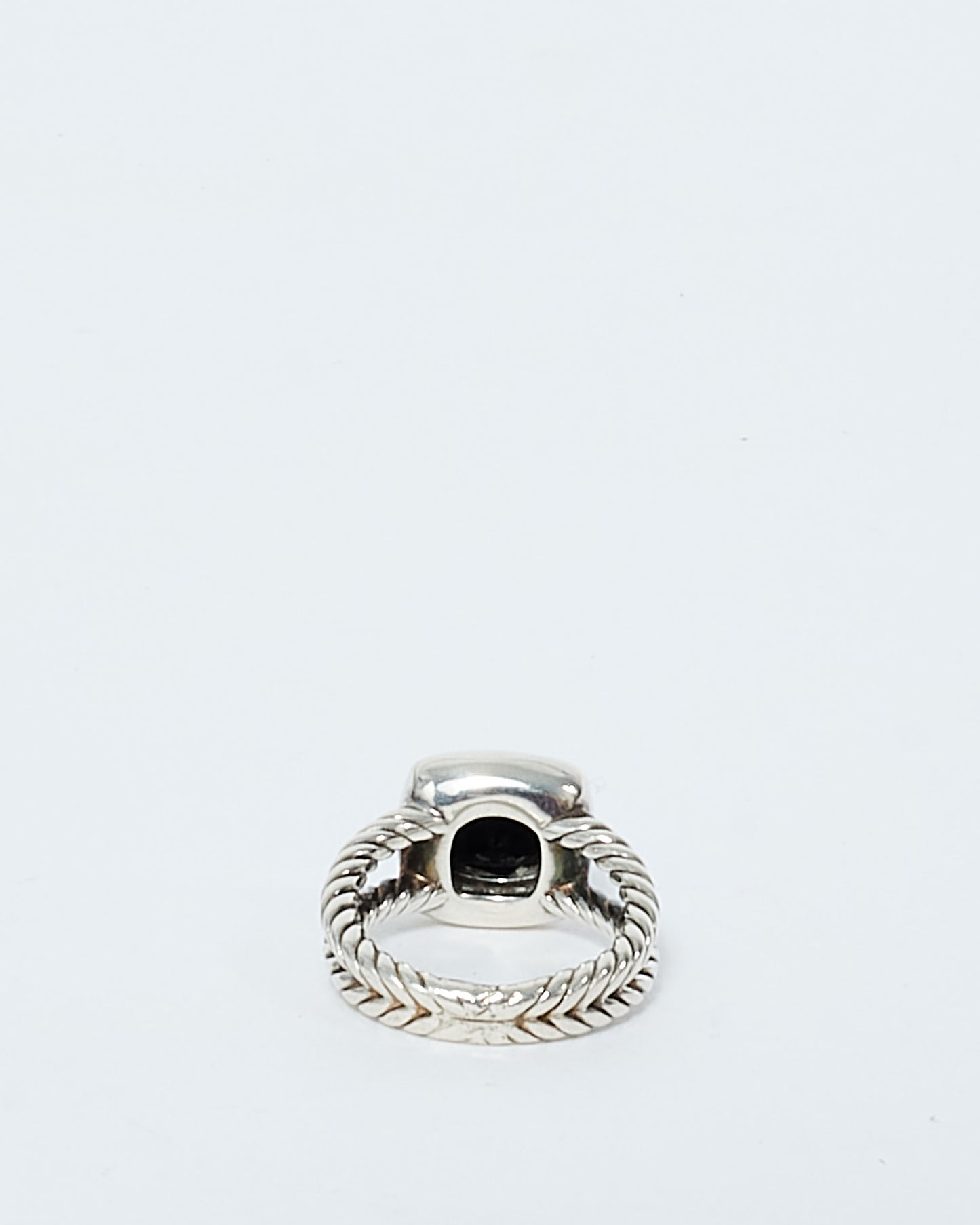 David Yurman Sterling Silver Black Onyx and Diamond Petite Albion Ring - Size 5