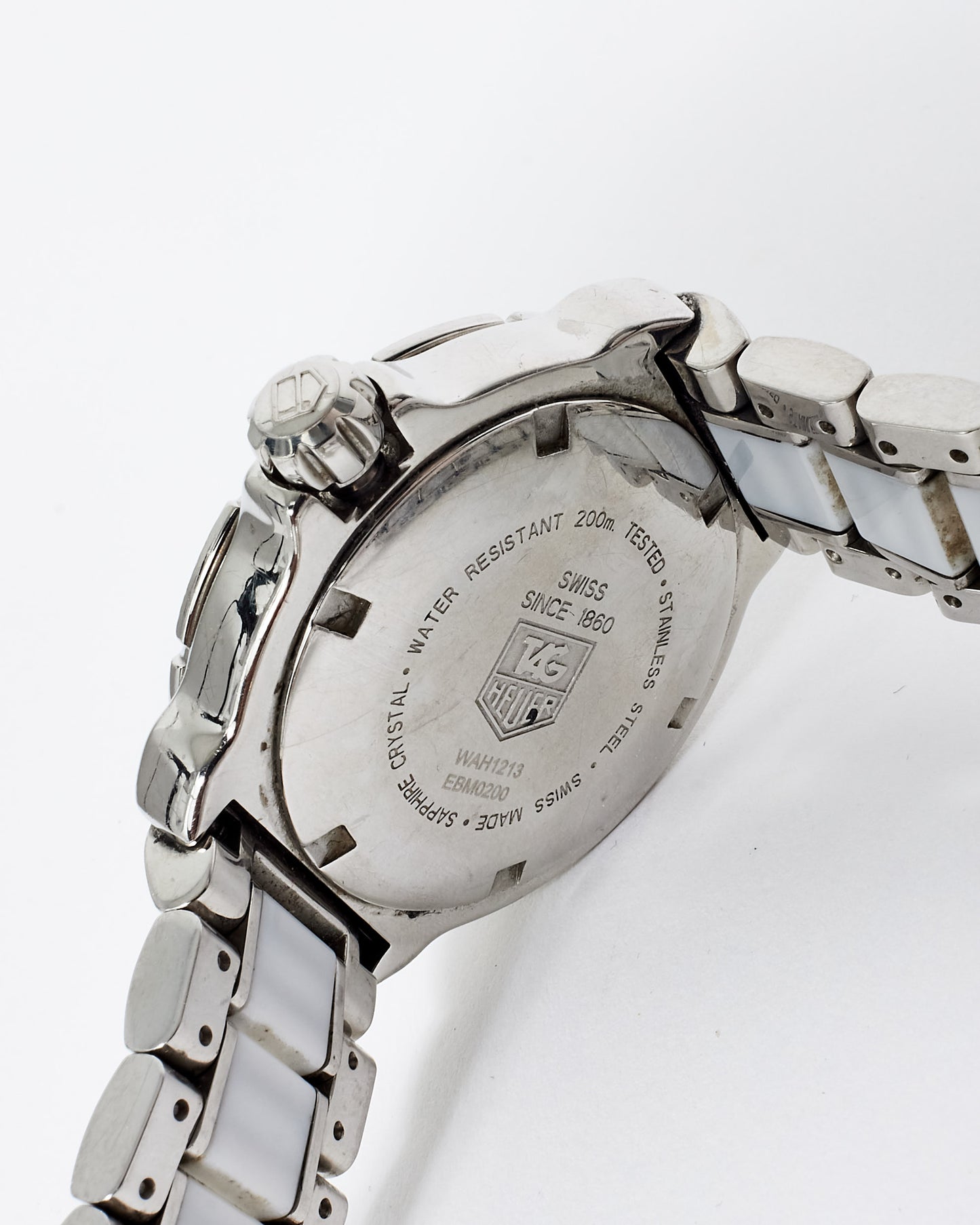 Tag Heuer Silver and White Ceramic 
Sterling Silver with Diamonds Formula 1 Ladies Watch