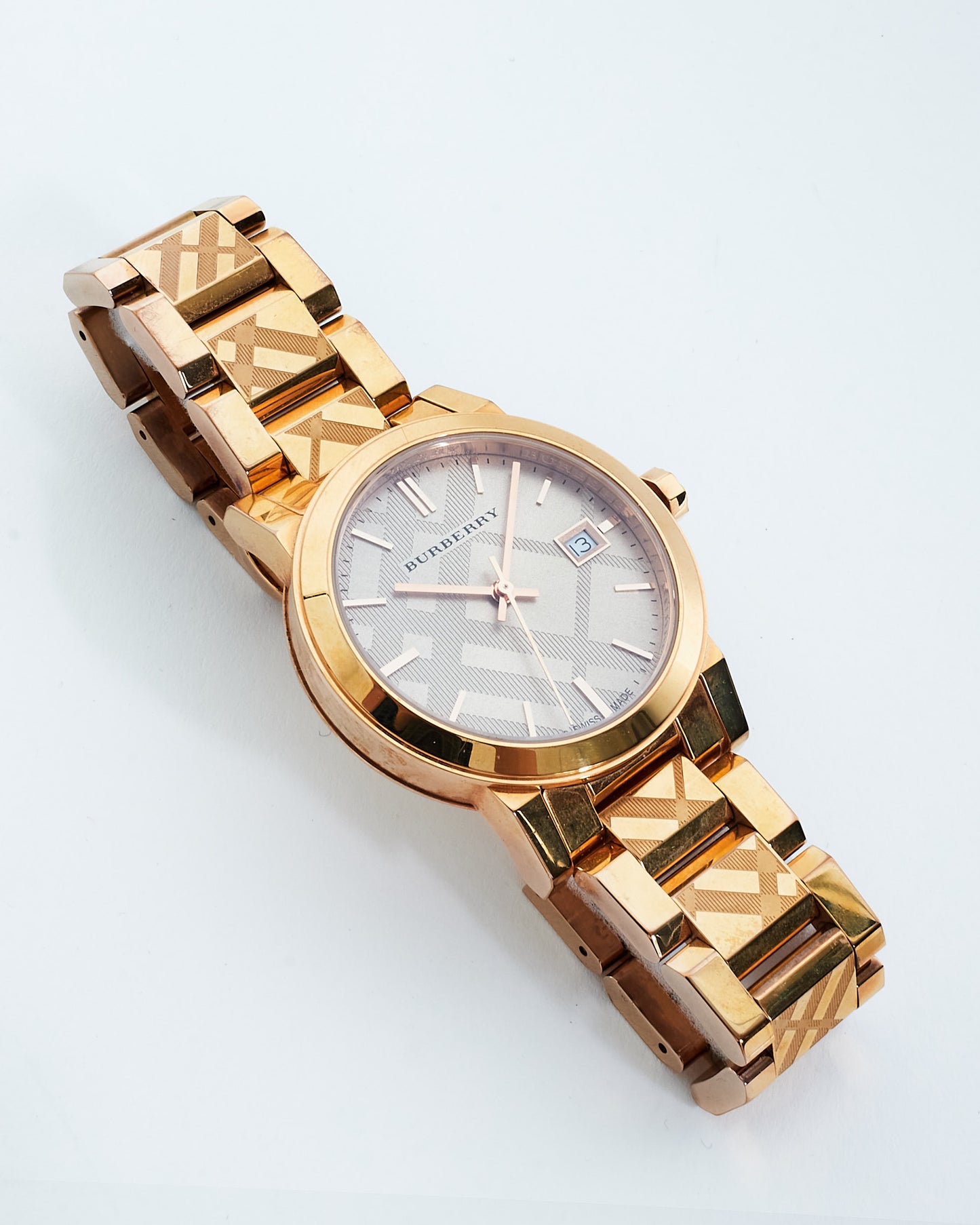 Burberry Gold Check Stainless Steel The City Watch 38mm