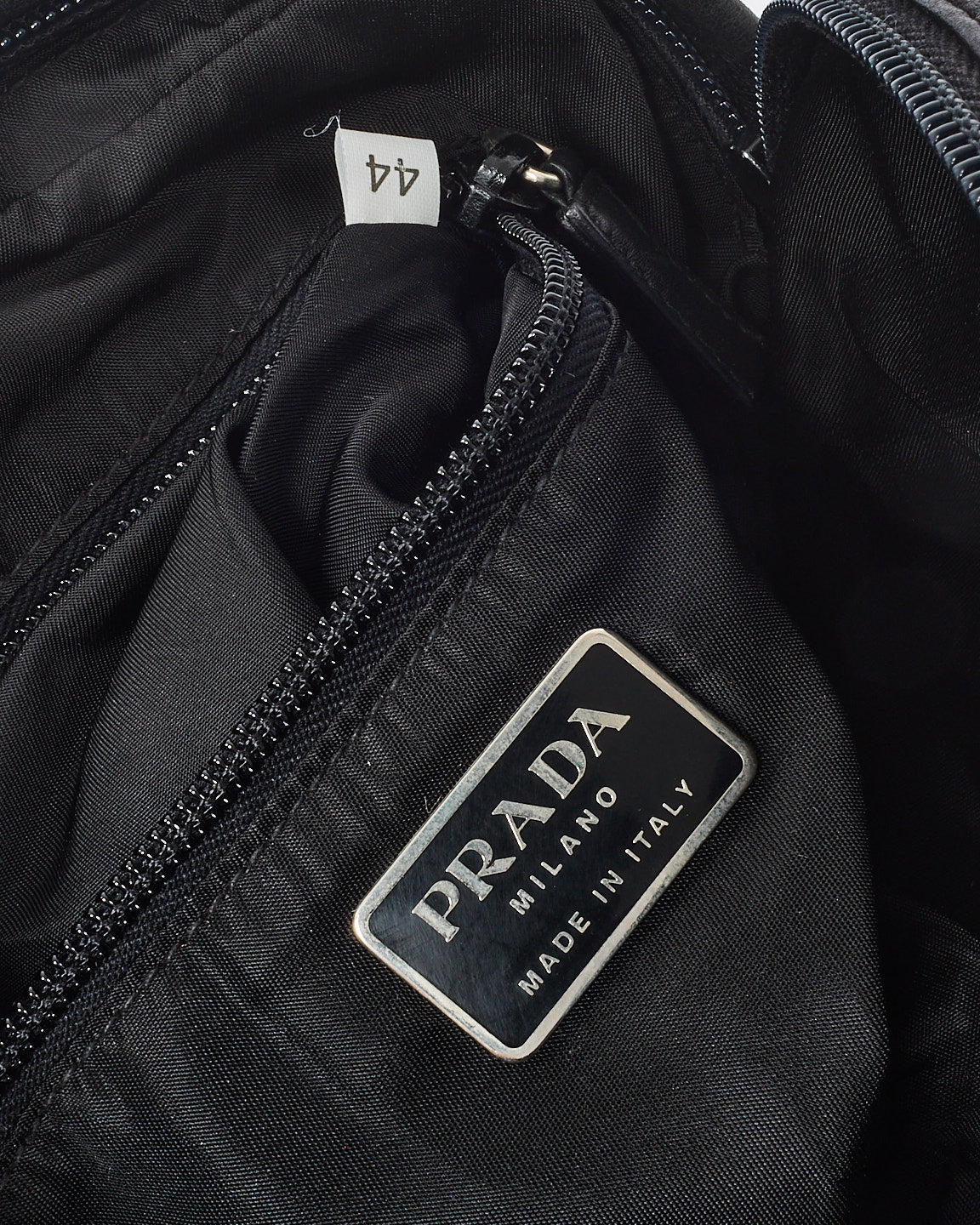 Prada Black Leather Embossed Logo Pocket Belt Bag