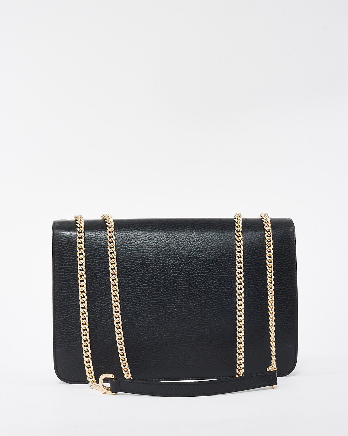 Gucci Black Leather Interlocking G Dollar Flap Shoulder Bag