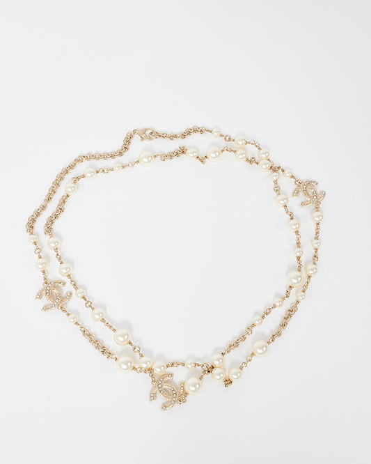 Chanel Pearl 
Gold CC Interlocking Long Station Necklace