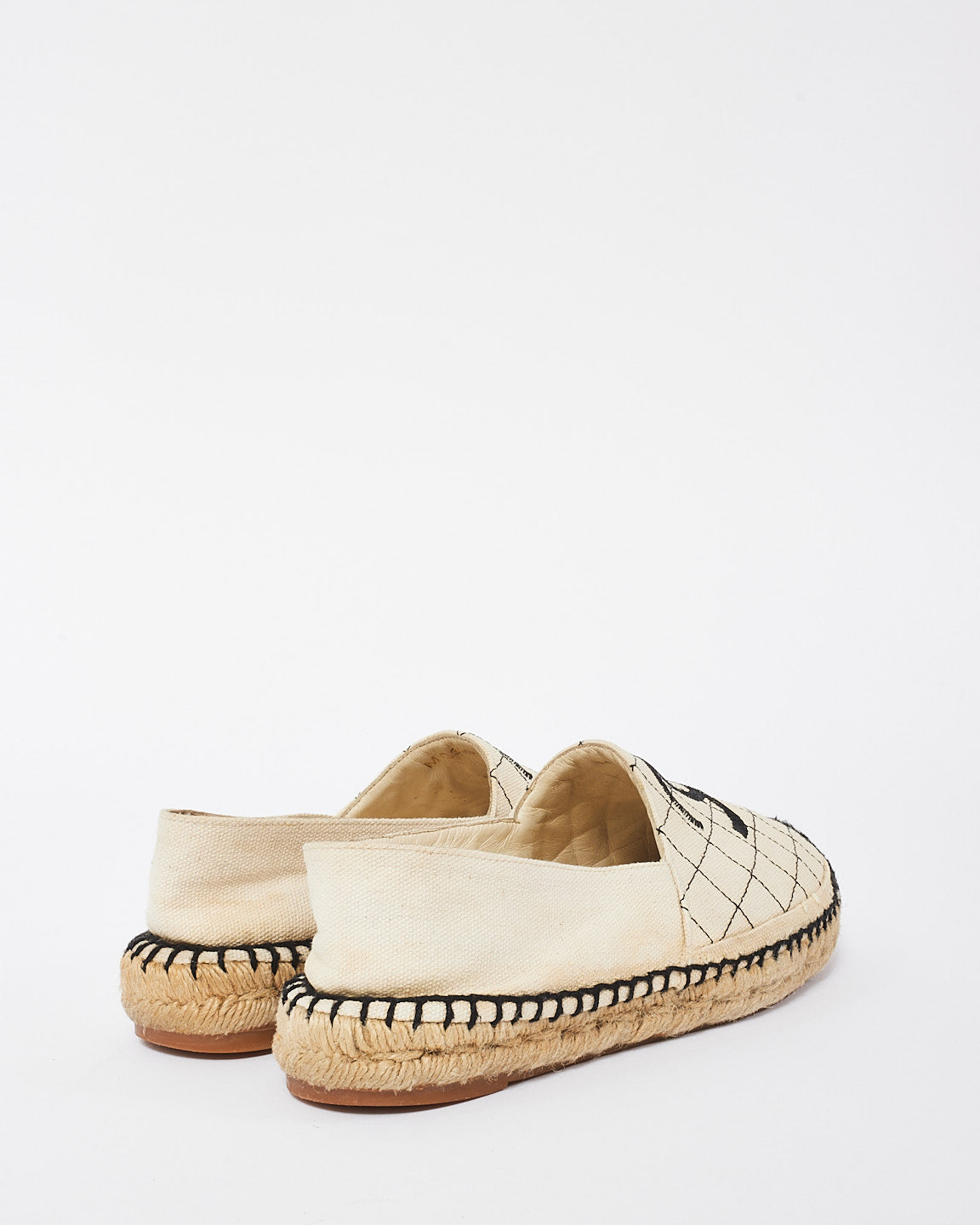 Chanel Off-White Canvas Biarritz CC Espadrille Flats - 37