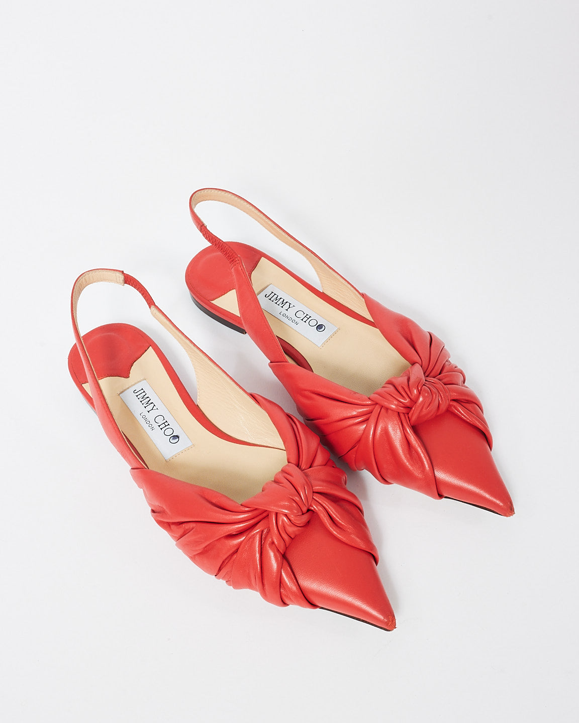 Jimmy Choo Red Leather Annabell Slingback Flats - 37