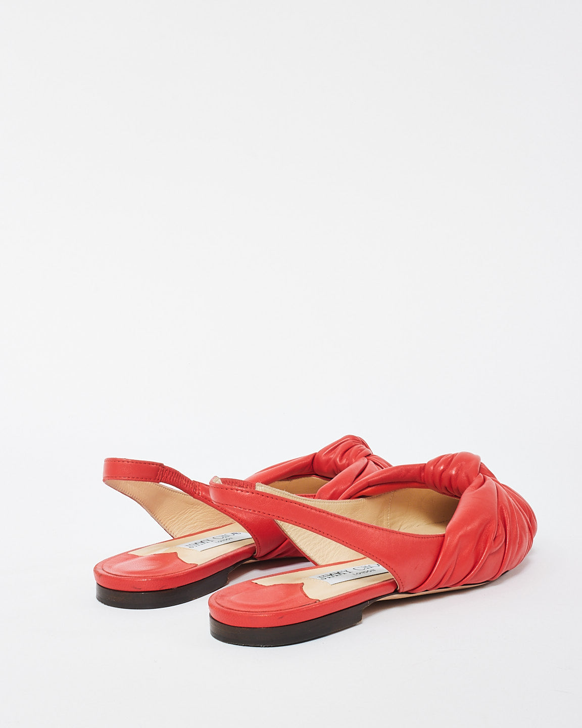 Jimmy Choo Red Leather Annabell Slingback Flats - 37