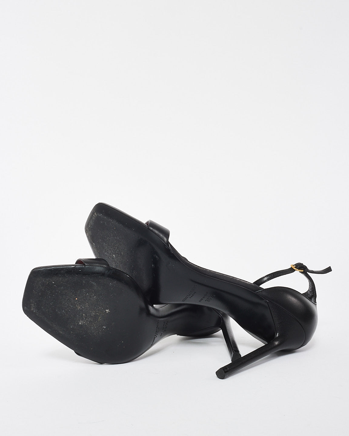 Saint Laurent Black Leather Amber Sandals - 38.5