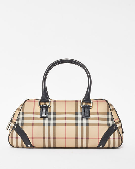 Burberry Beige Nova Check Canvas Bowler Bag