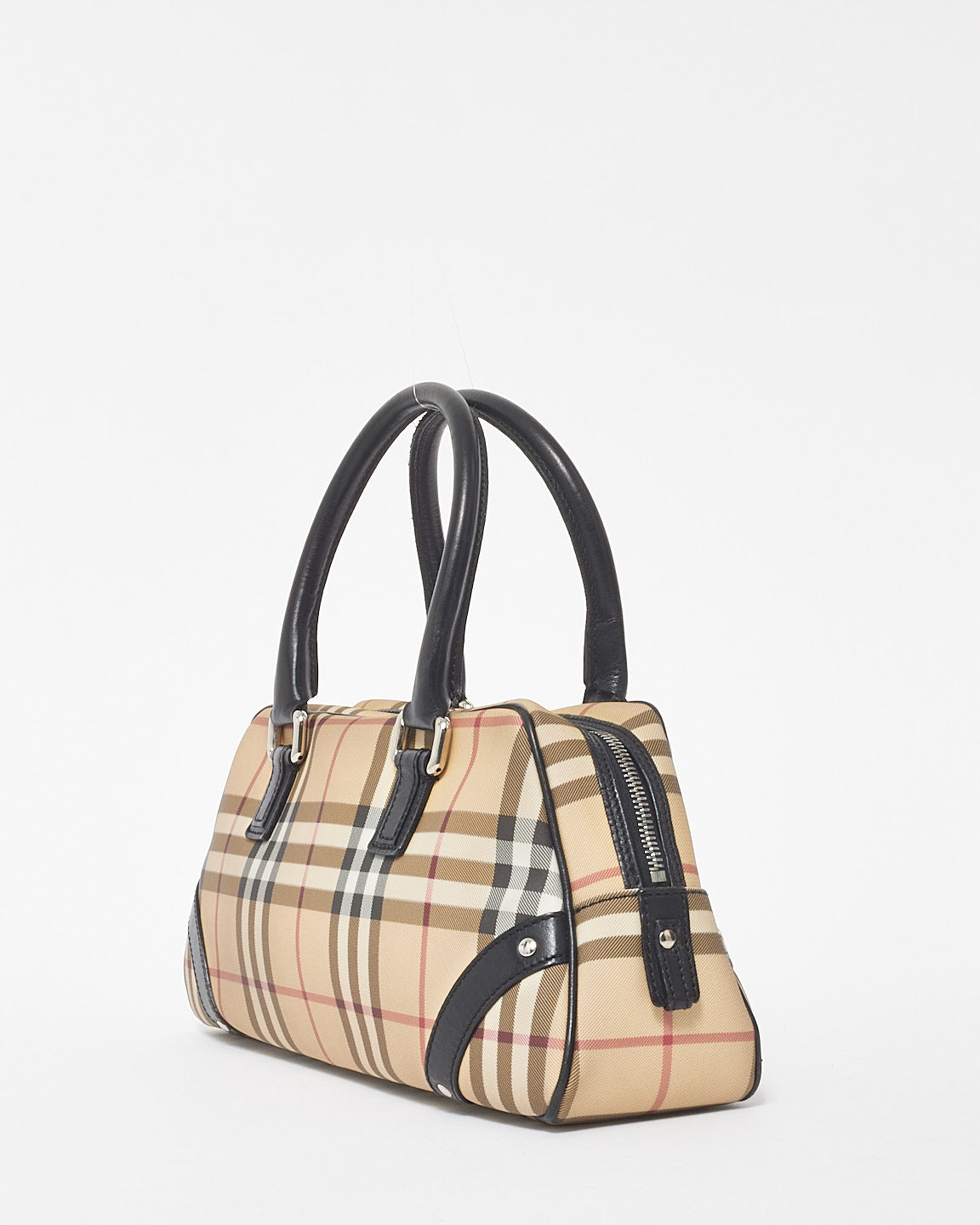 Burberry Beige Nova Check Canvas Bowler Bag