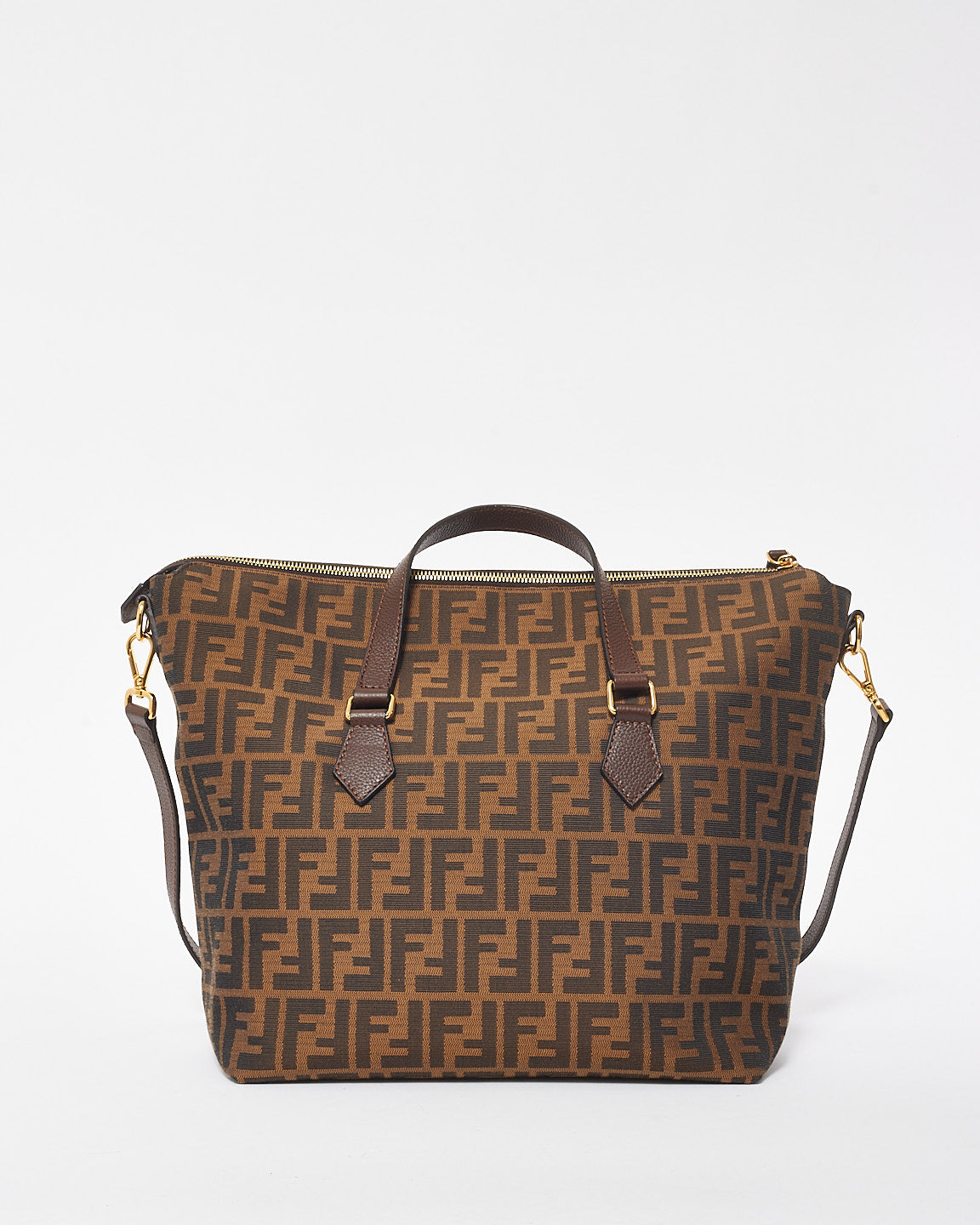 Fendi Brown Zucca Monogram Canvas Convertible Tote Bag