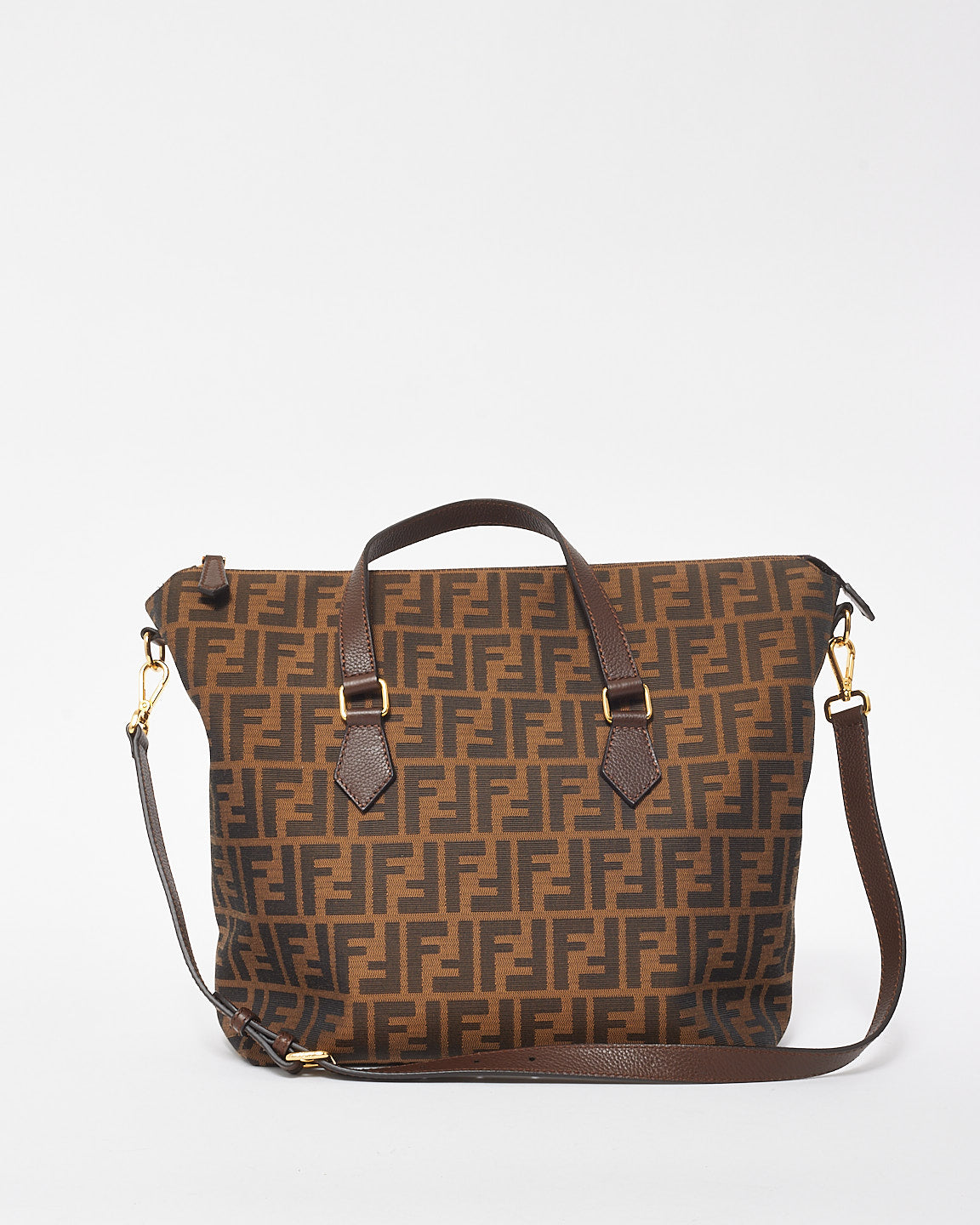 Fendi Brown Zucca Monogram Canvas Convertible Tote Bag