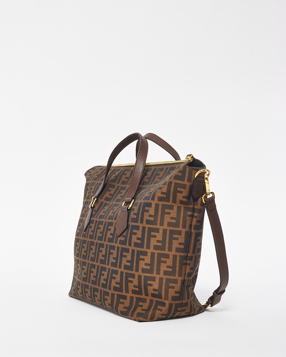 Fendi Brown Zucca Monogram Canvas Convertible Tote Bag